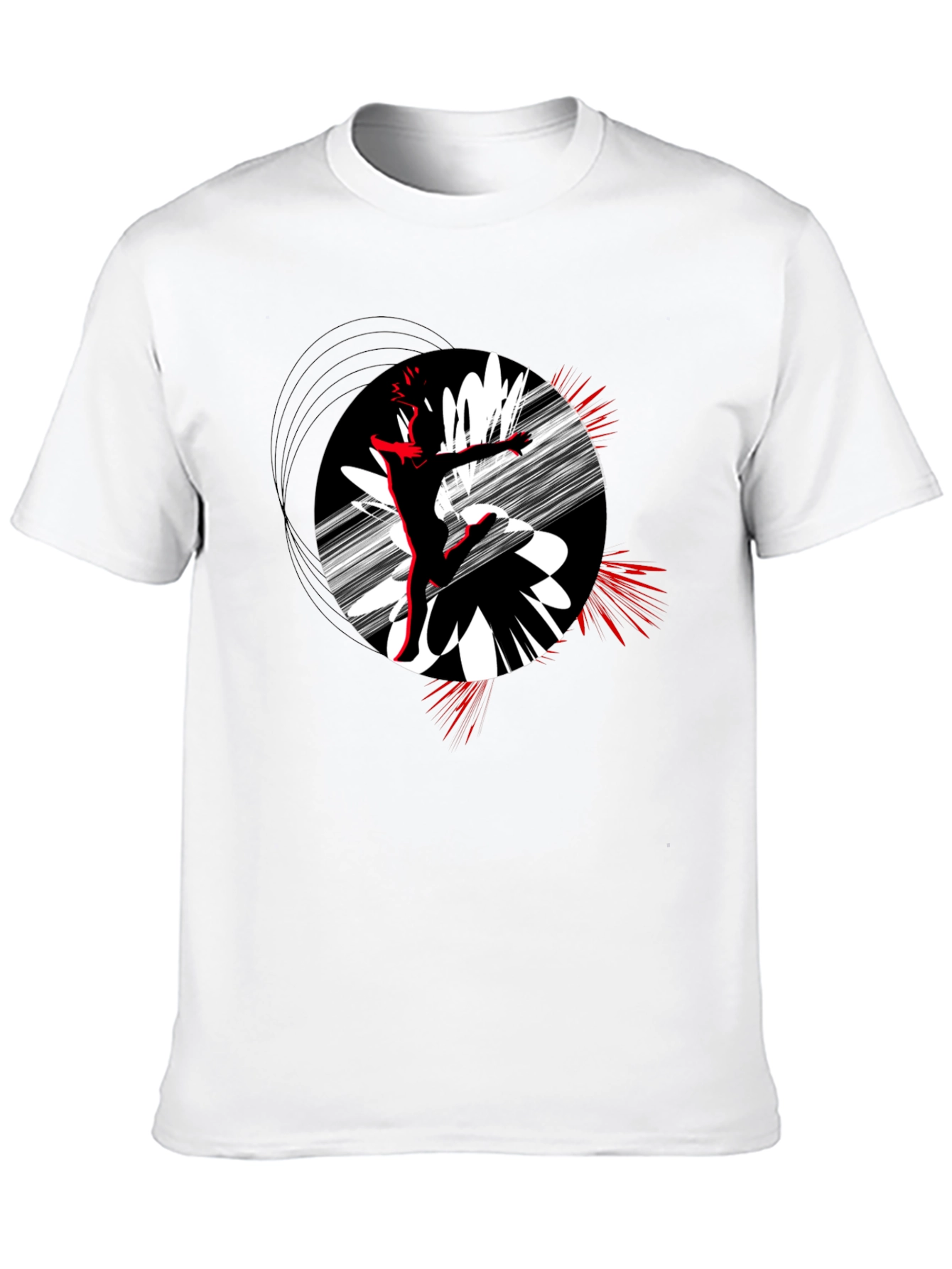 Black Abstract Dance T-Shirt - Black Cotton Tee view 10