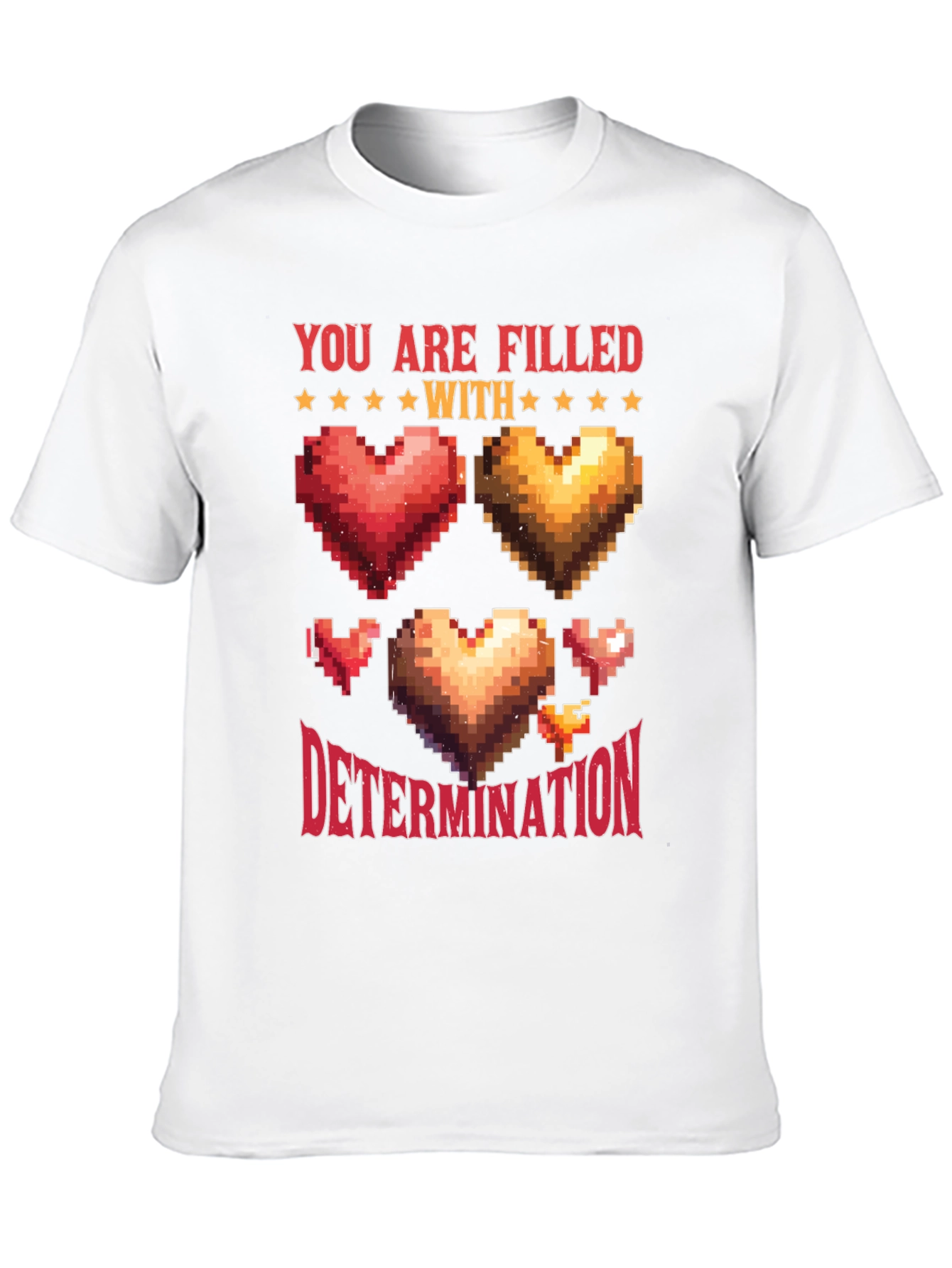 Black Pixel Heart Determination Graphic T-Shirt view 10