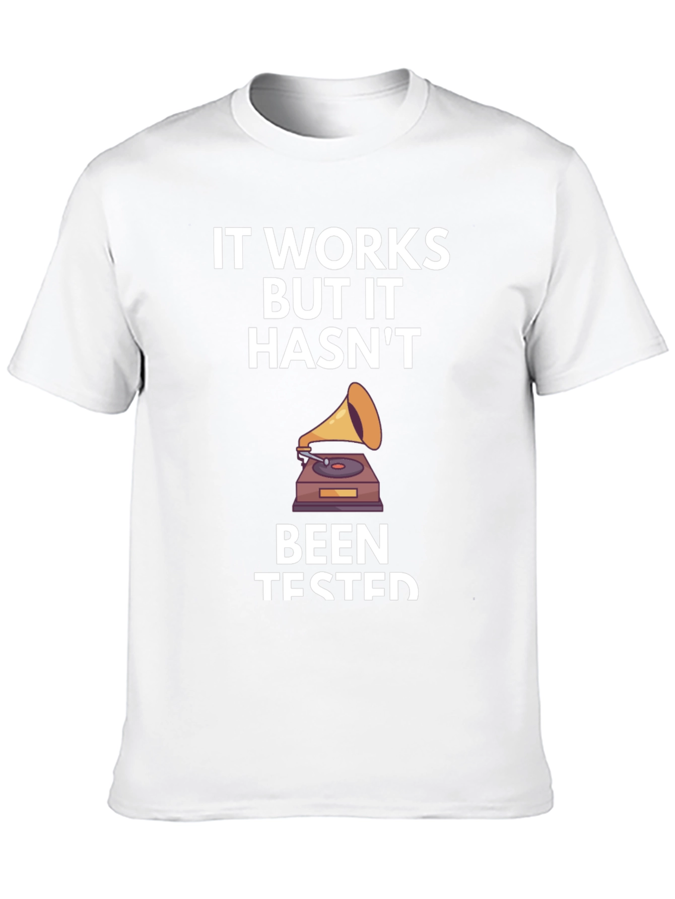 Black It Works Funny T-Shirt - untested vintage gramophone view 10