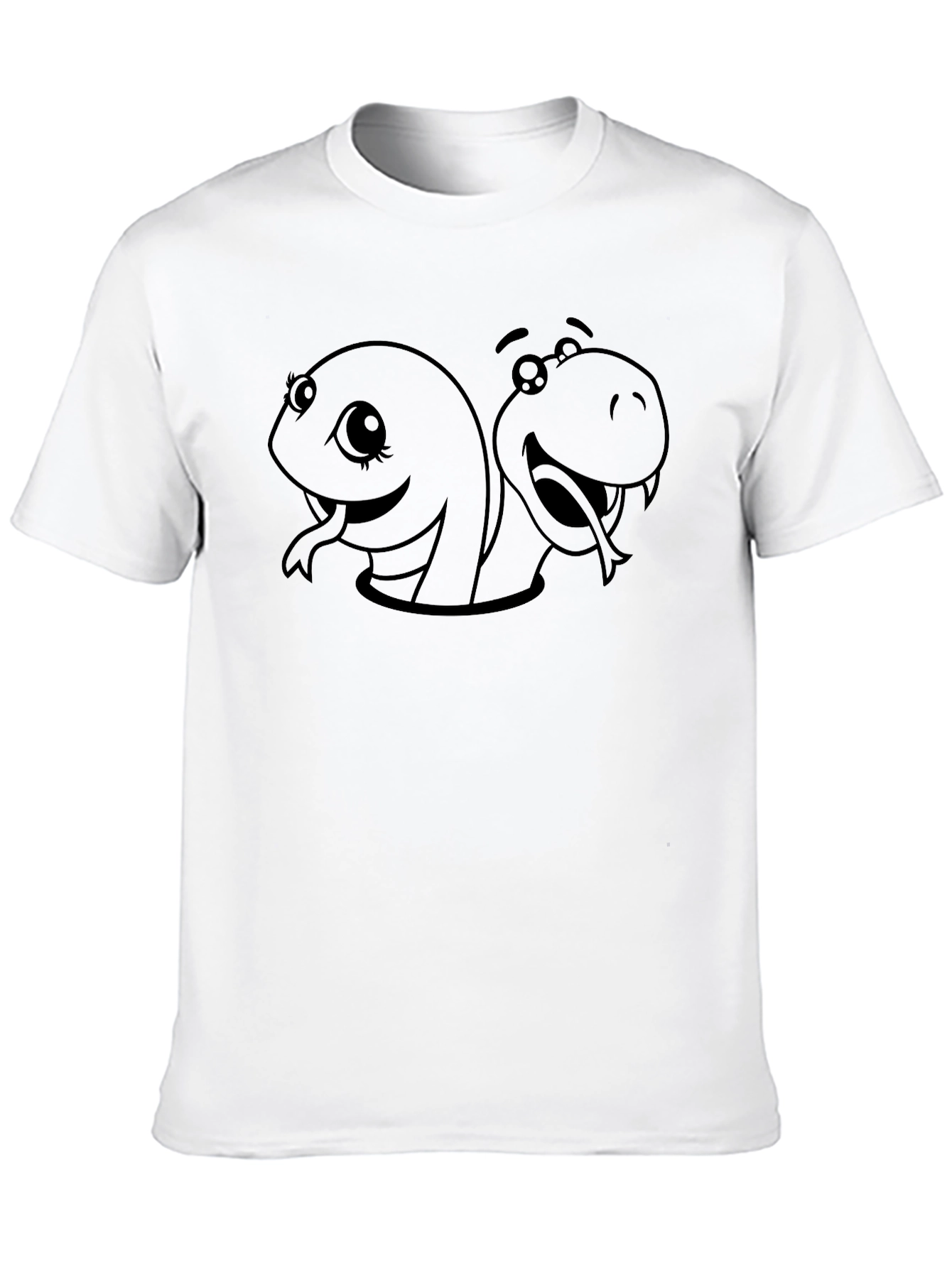 Black Cartoon Snakes Graphic Black T-Shirt view 10