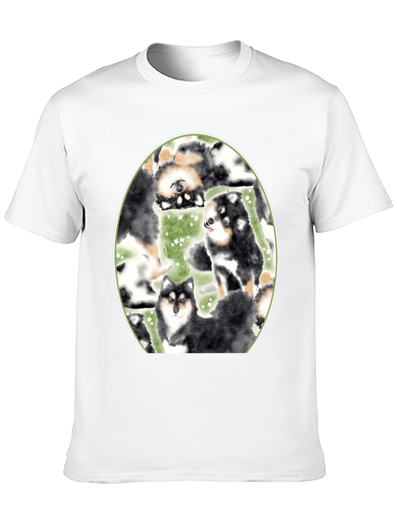 Black Dog Lover's T-Shirt: Cute Canine Pattern, Black view 10