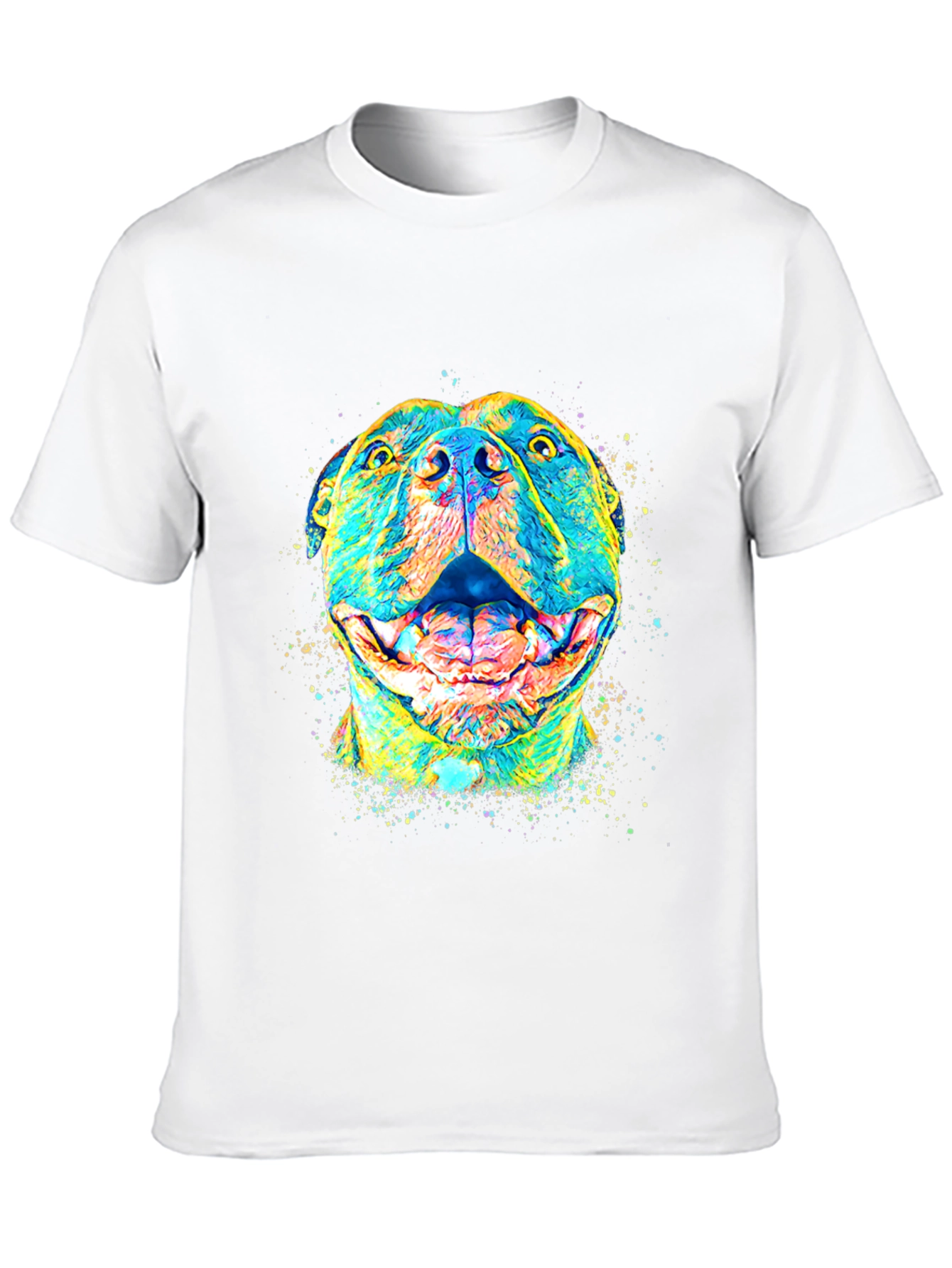 Black Colorful Pitbull Dog Graphic T-Shirt view 10