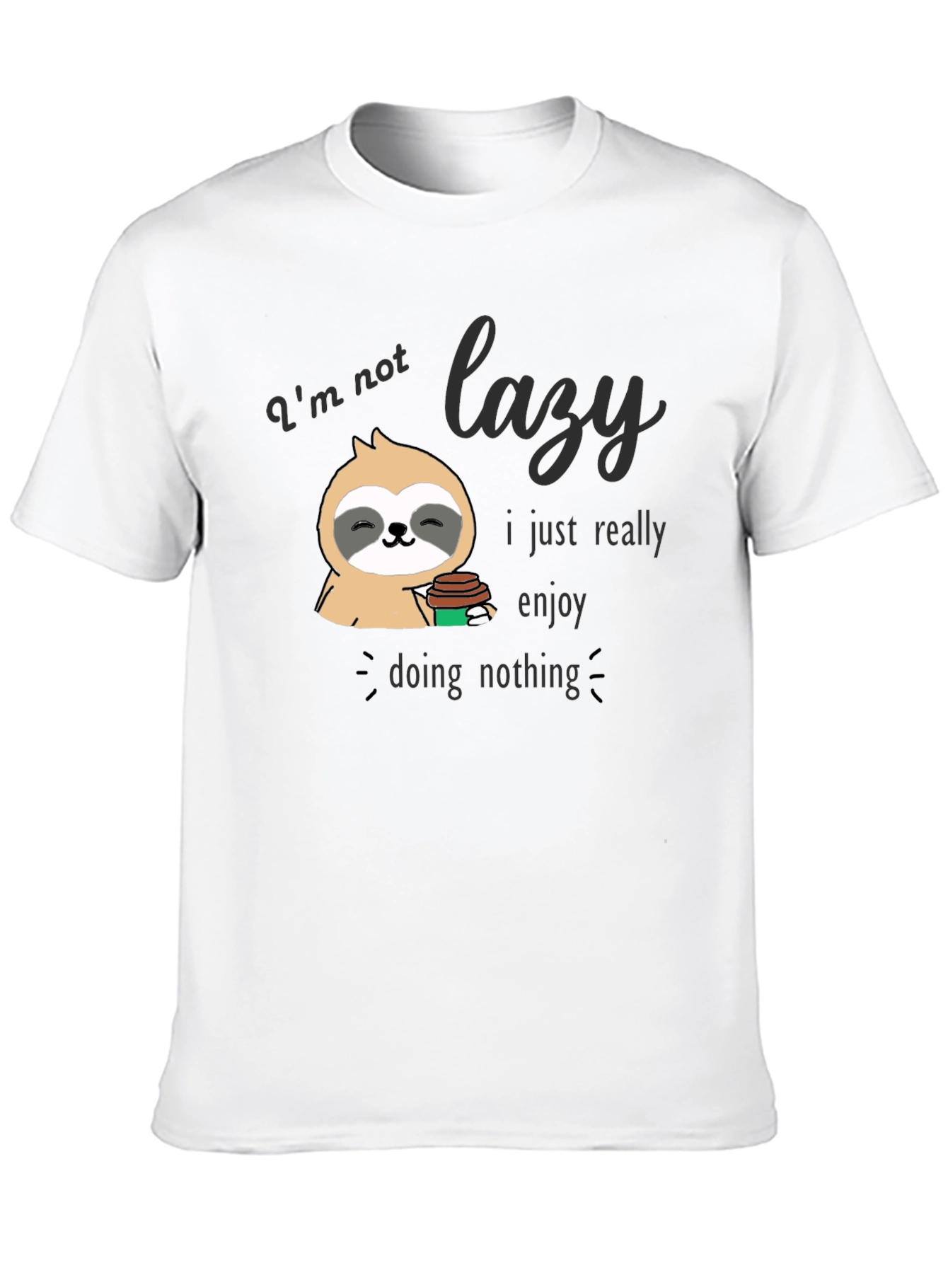 Black Lazy Sloth Graphic T-Shirt - Enjoy Doing Nothing Tee view 10