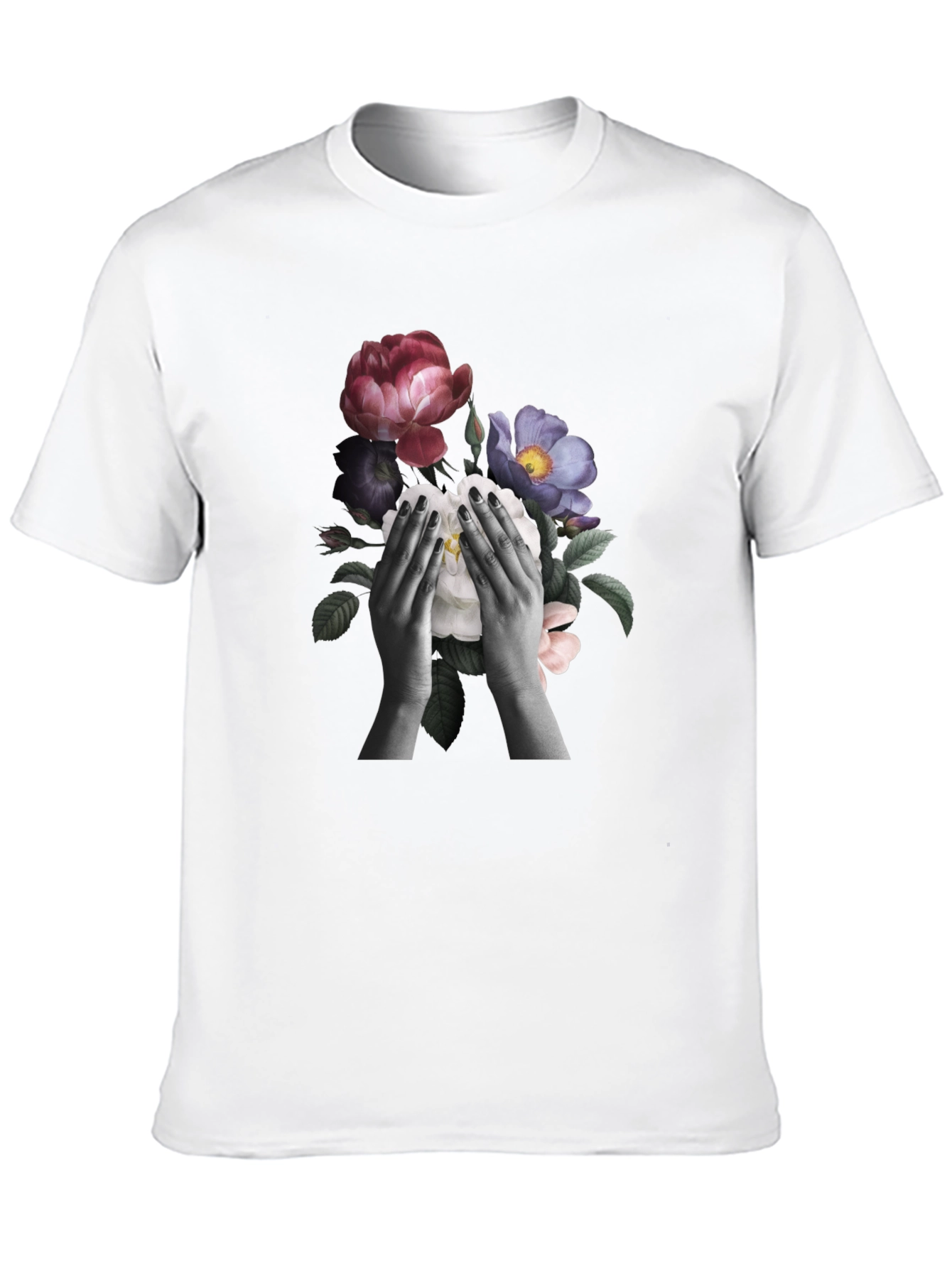 Floral Hands Graphic T-Shirt - Black - 10