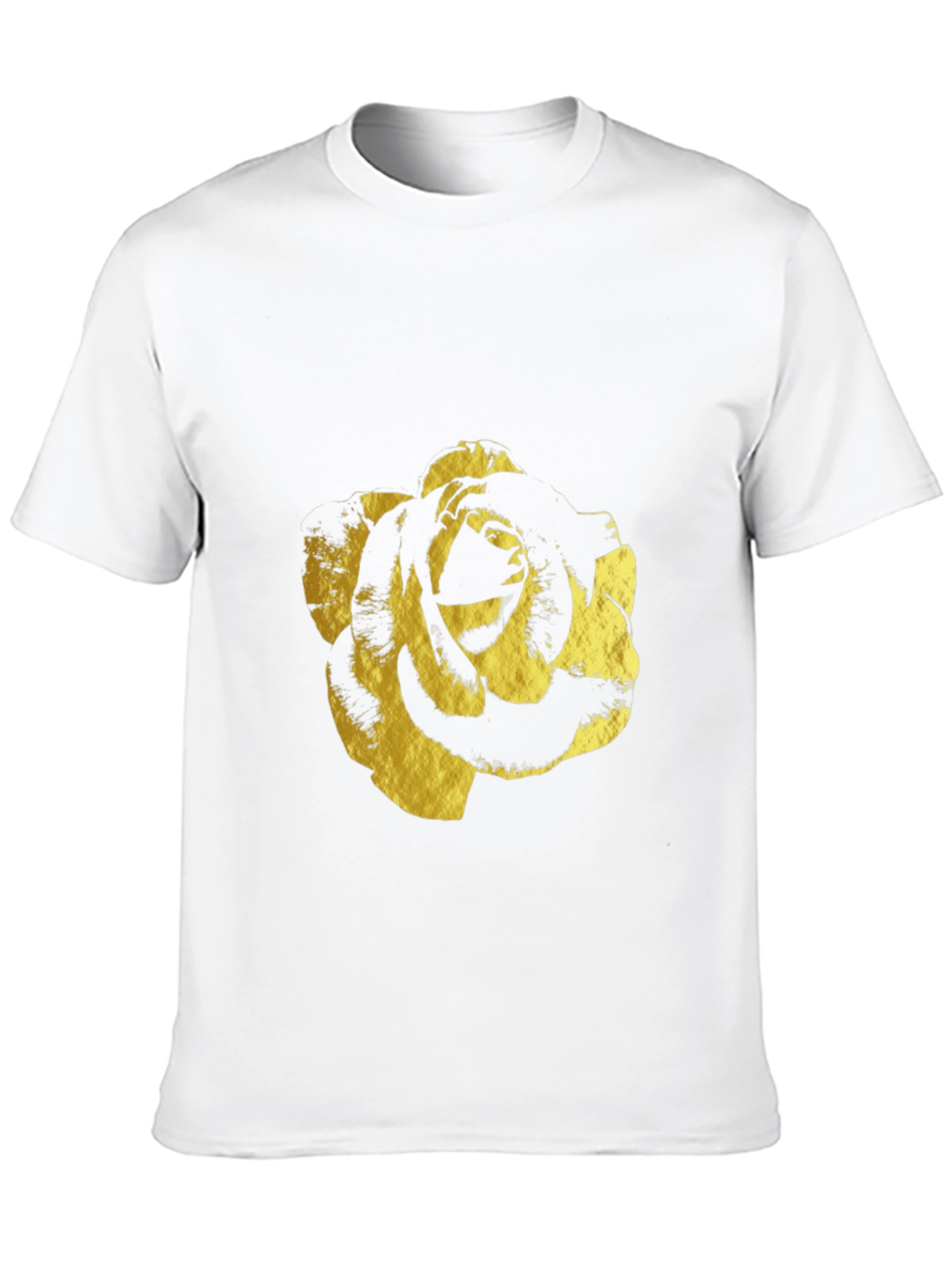 Black Black T-Shirt with Gold Rose Print - Modern & Stylish view 10