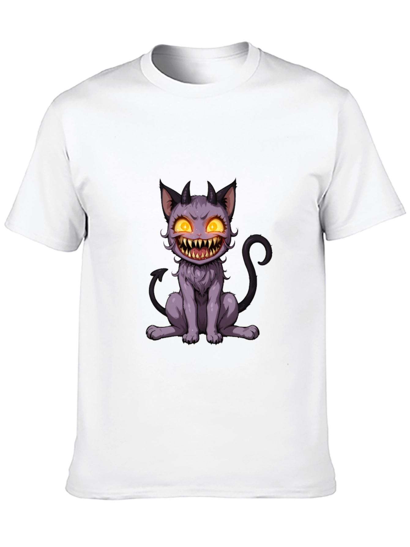 Black Monster Cat Graphic Tee - Black Cotton T-Shirt view 10