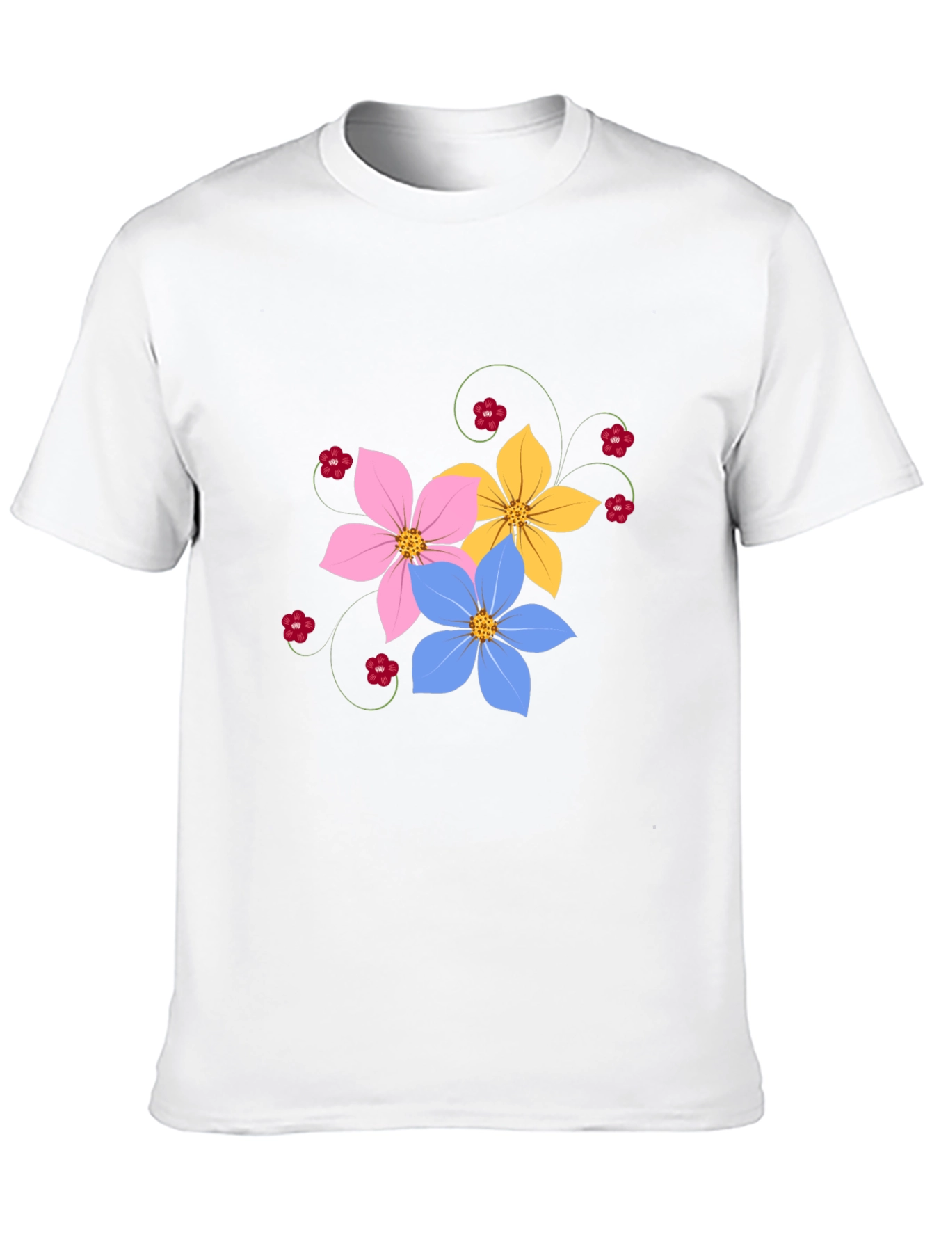 Black Floral Graphic Black T-Shirt for Men view 10