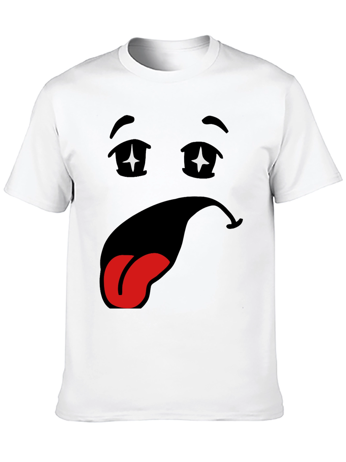 Black Funny Cartoon Face Black T-Shirt view 10