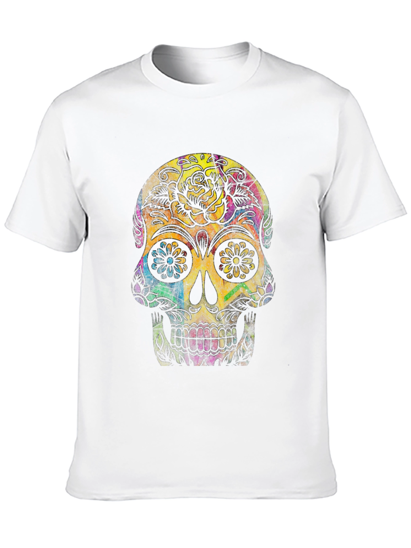 Black Colorful Sugar Skull Graphic Tee view 10