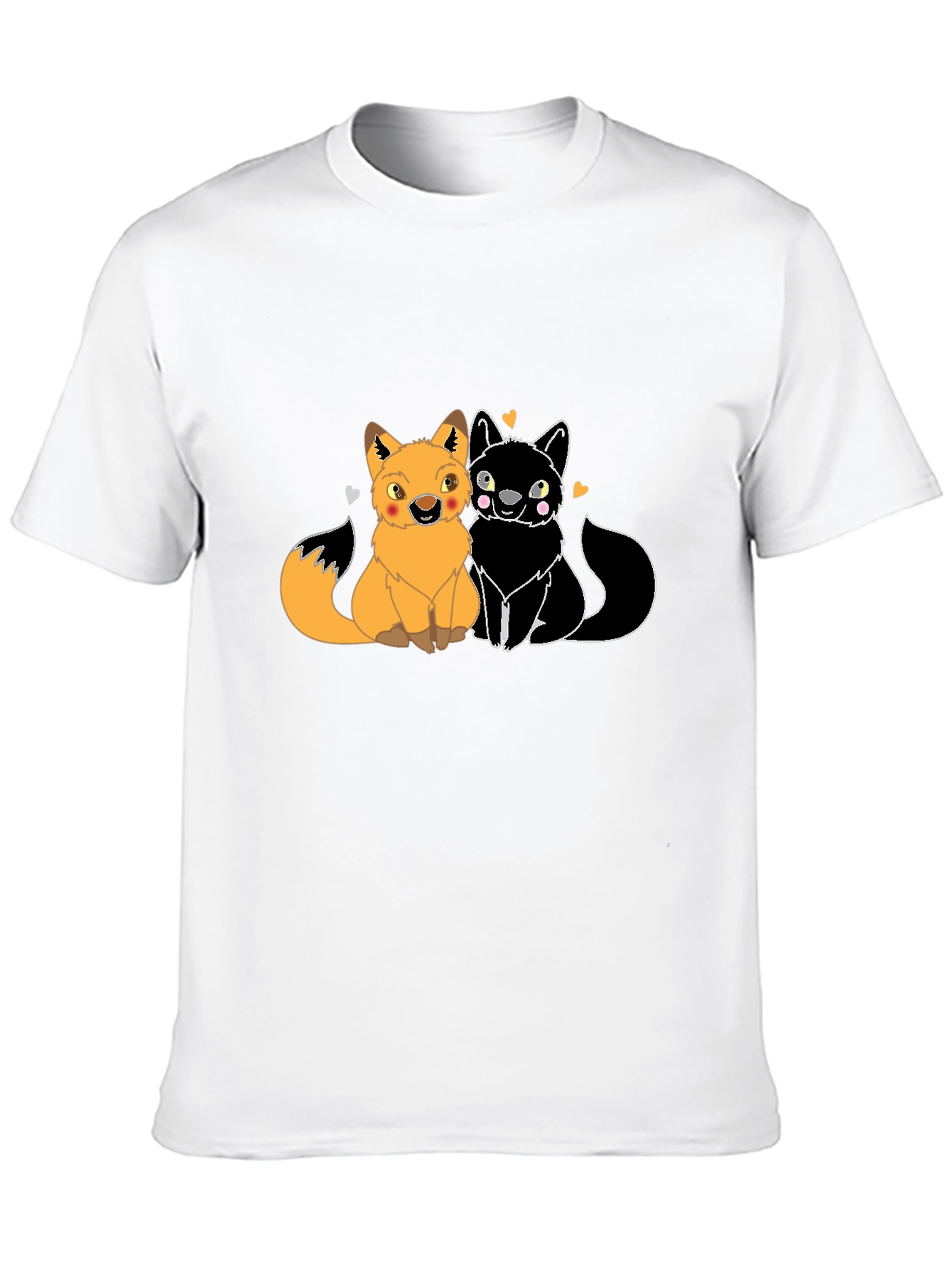 Black Cute Foxes in Love Graphic T-Shirt - Black view 10