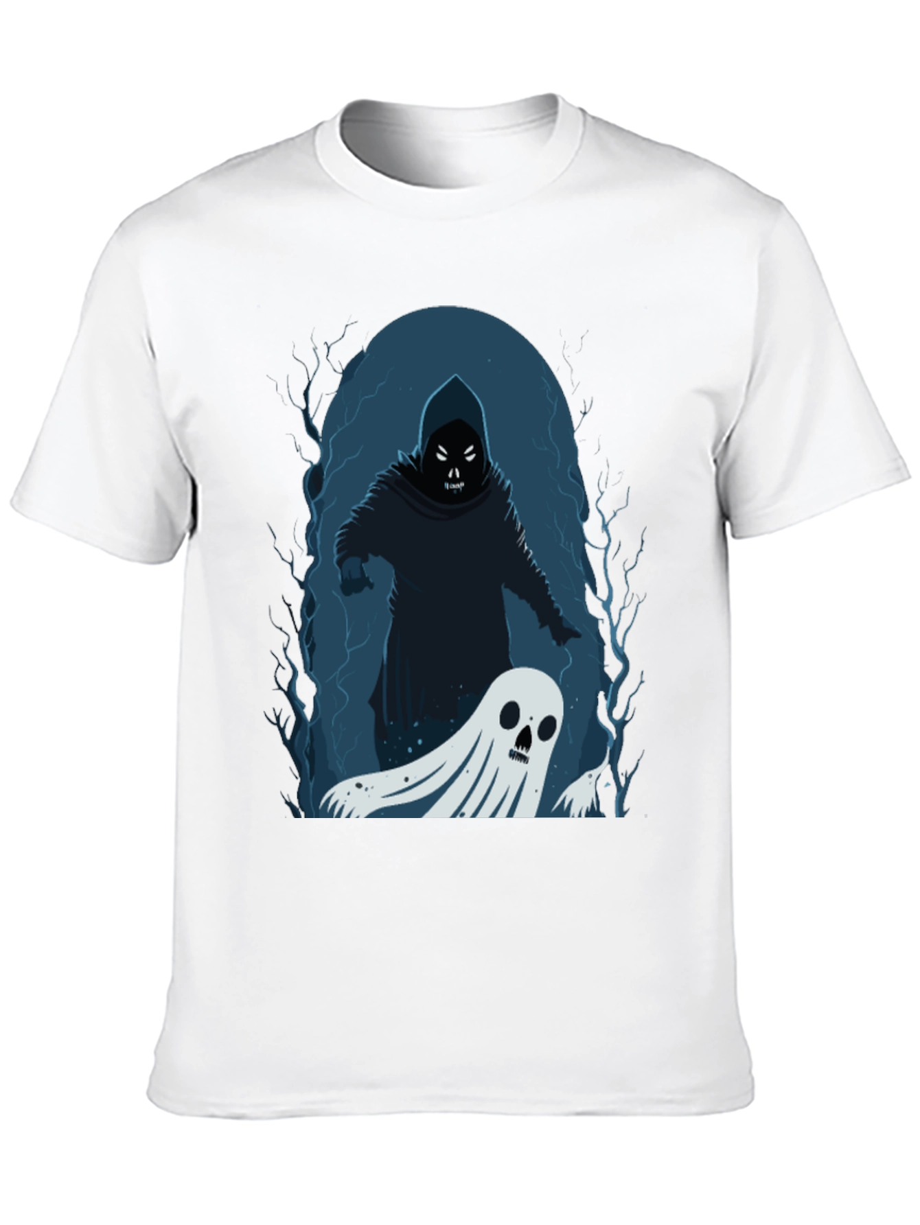 Black Spooky Grim Reaper & Ghost Black T-Shirt view 10