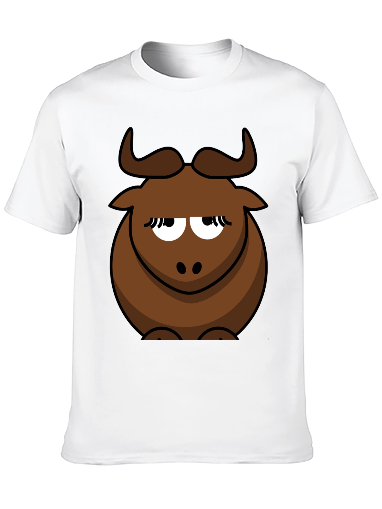 Black Funny Cartoon Bull Graphic T-Shirt - Unisex Black Tee view 10