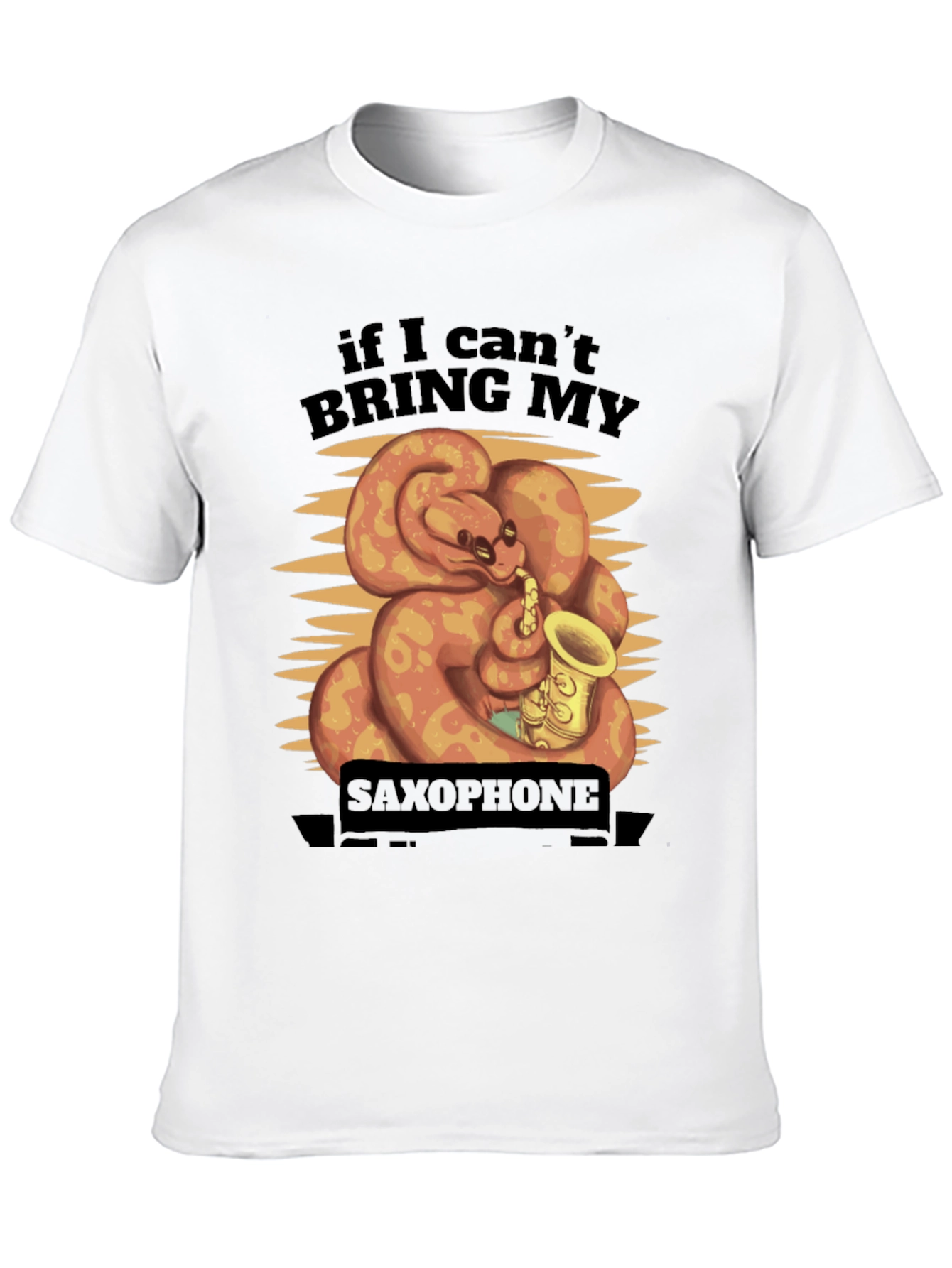 Black Funny Snake Saxophone Black T-Shirt view 10