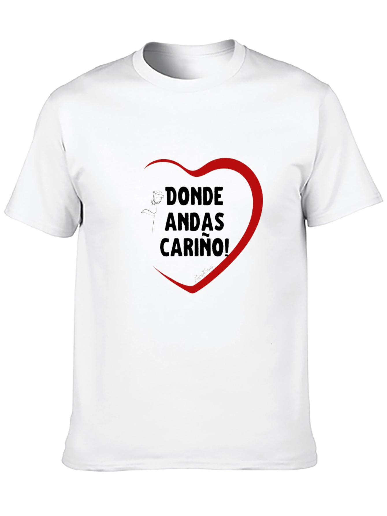 Black Donde Andas Carino! Heart Graphic T-Shirt view 10