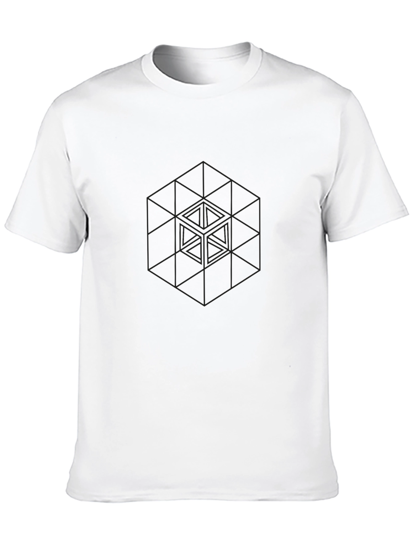 Black Geometric Cube Graphic Black T-Shirt view 10