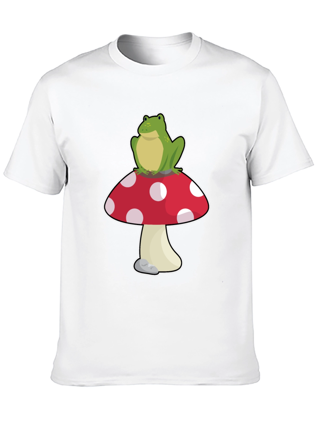 Black Frog on Mushroom T-Shirt - Black Cotton Tee view 10