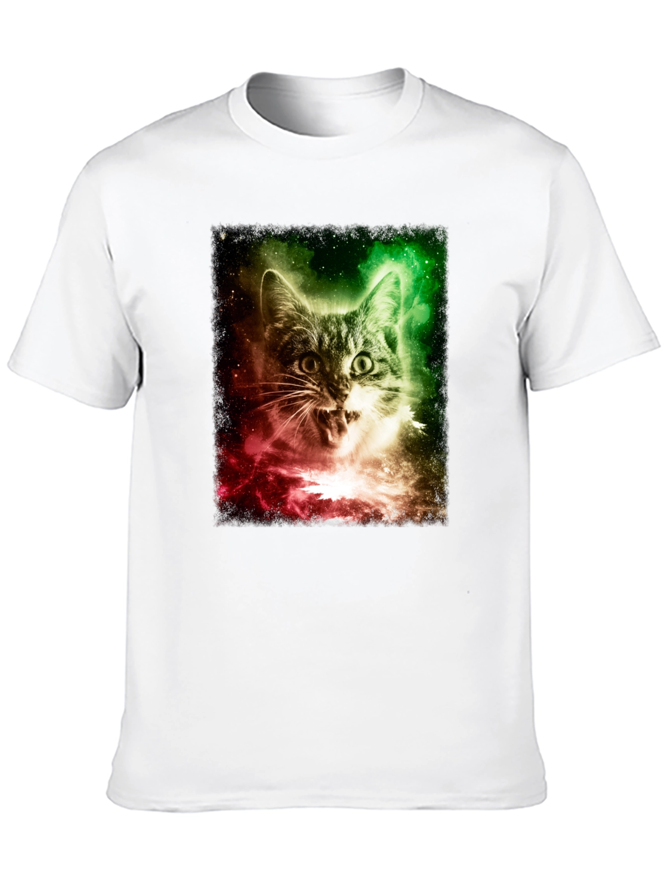 Black Galaxy Cat Graphic Tee - Men's Black T-Shirt view 10