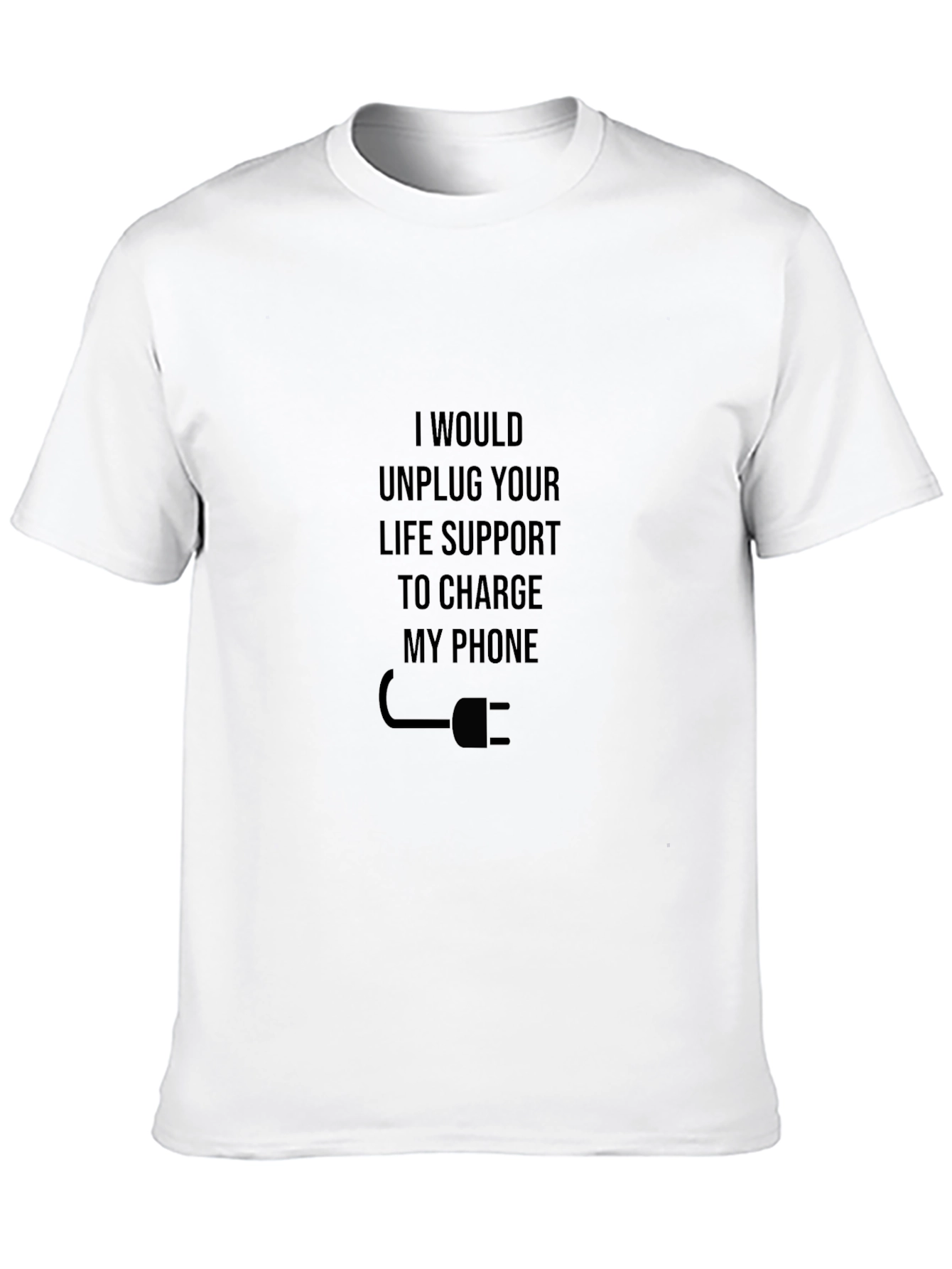 Black Unplug Life Support Funny T-Shirt view 10