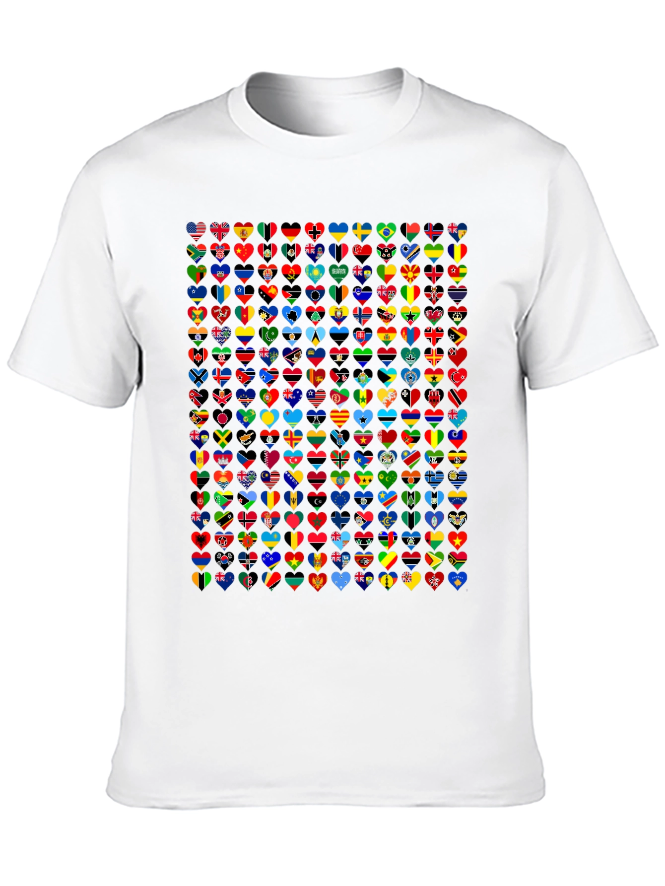 Black World Flags Heart T-Shirt - Black Cotton Graphic Tee view 10