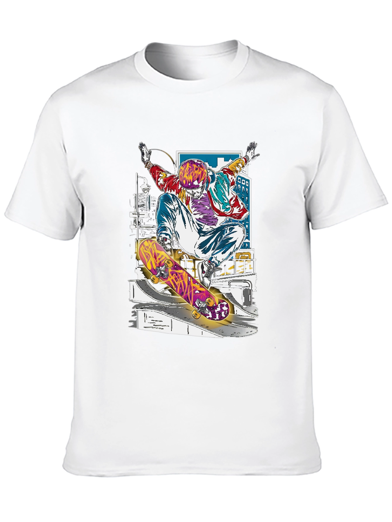 Black Skateboarder Graphic Tee - Black Cotton Blend Shirt view 10