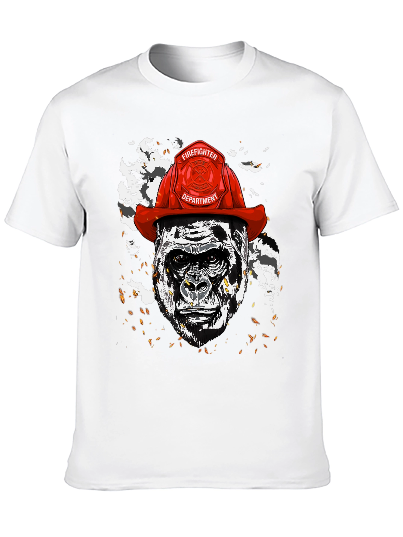 Black Gorilla Firefighter Graphic T-Shirt - Novelty Design view 10