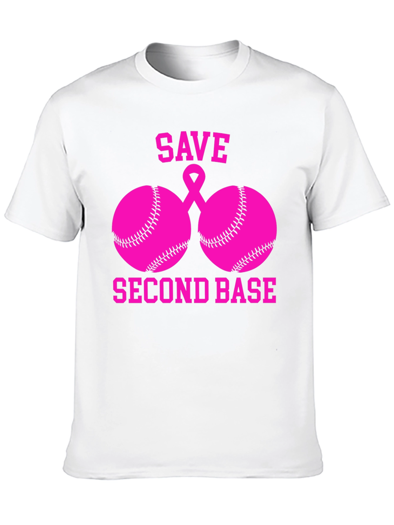 Black Save Second Base Breast Cancer Awareness T-Shirt view 10