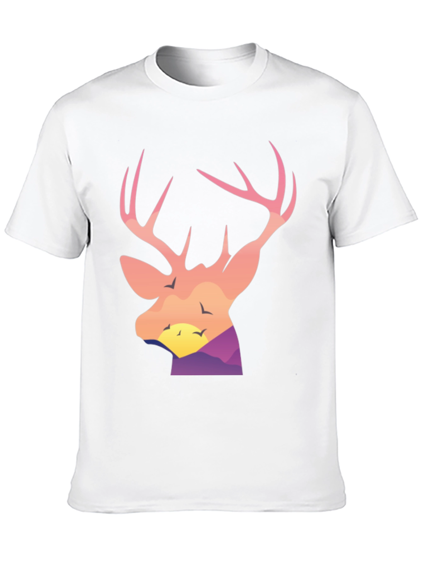 Black Deer Head Sunset Graphic Tee - Black Cotton Blend Shirt view 10