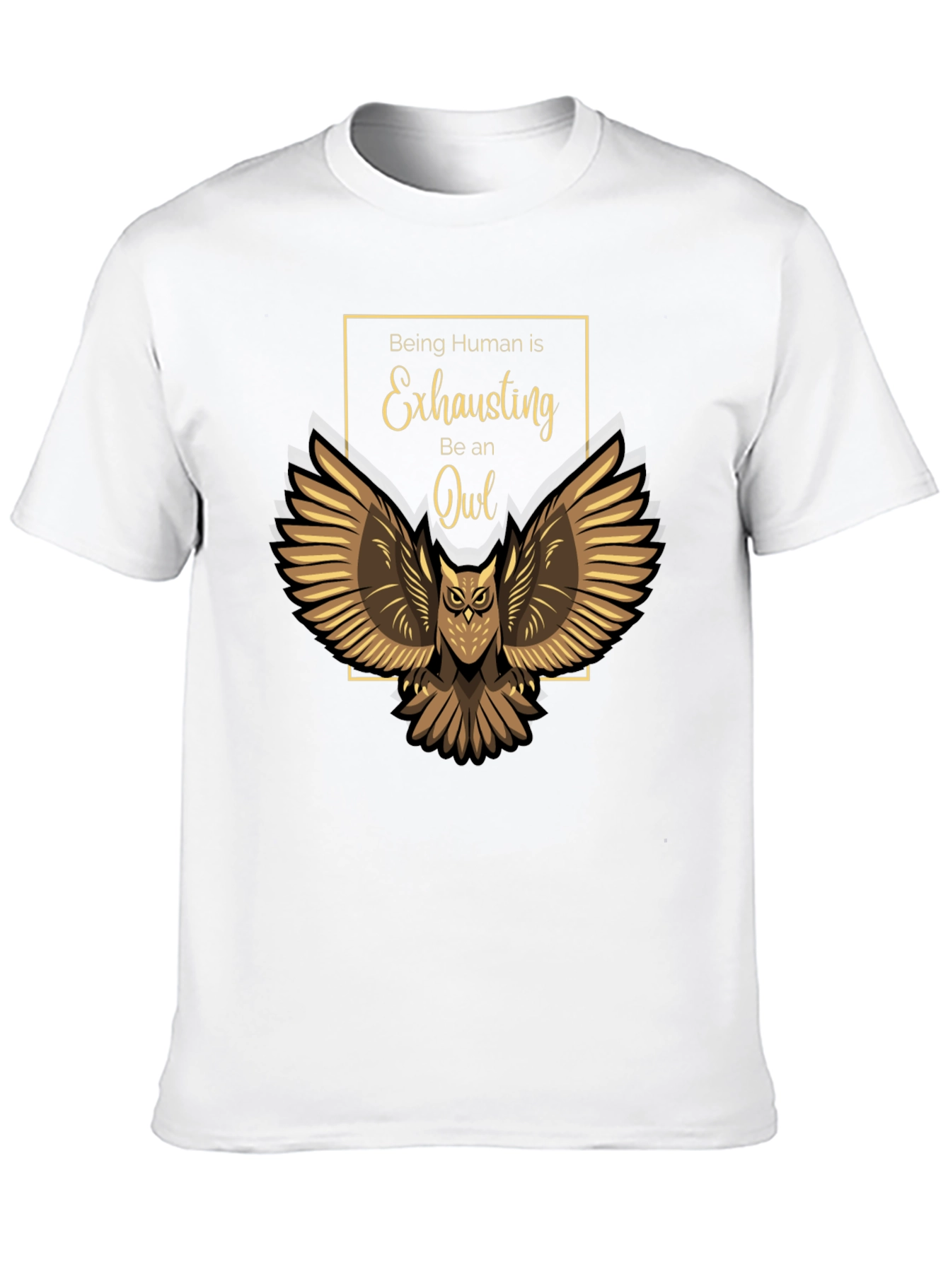 Black Being Human Exhausting Owl T-Shirt view 10
