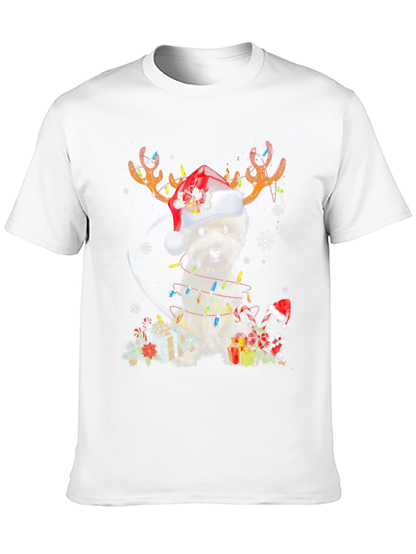 Dog Christmas T-Shirt - Reindeer Antlers Santa Hat - 10