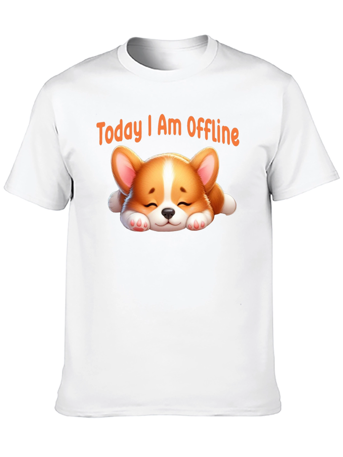 Black Today I Am Offline T-Shirt - Cute Sleeping Corgi view 10