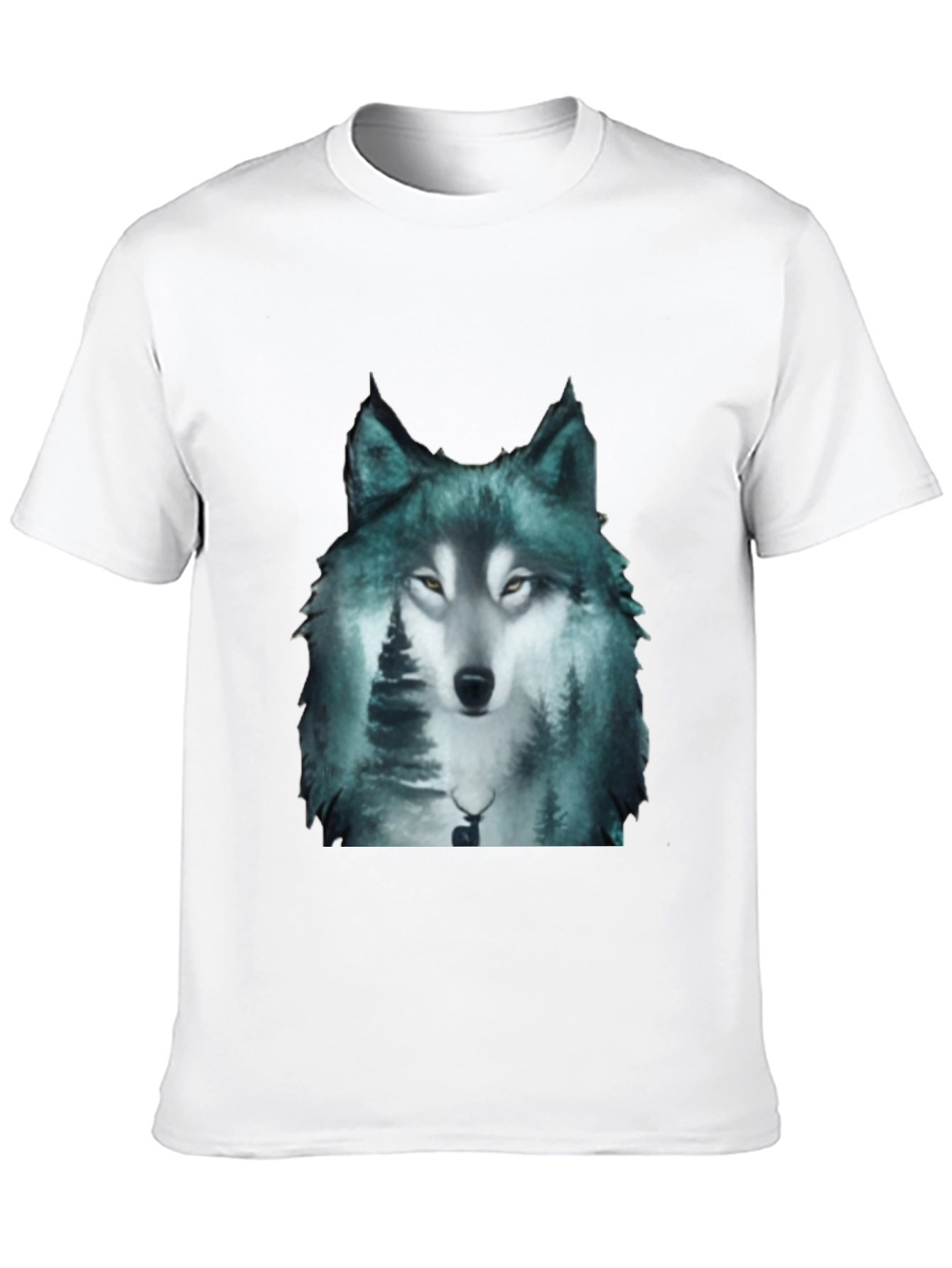 Black Wolf Forest Print Black T-Shirt view 10