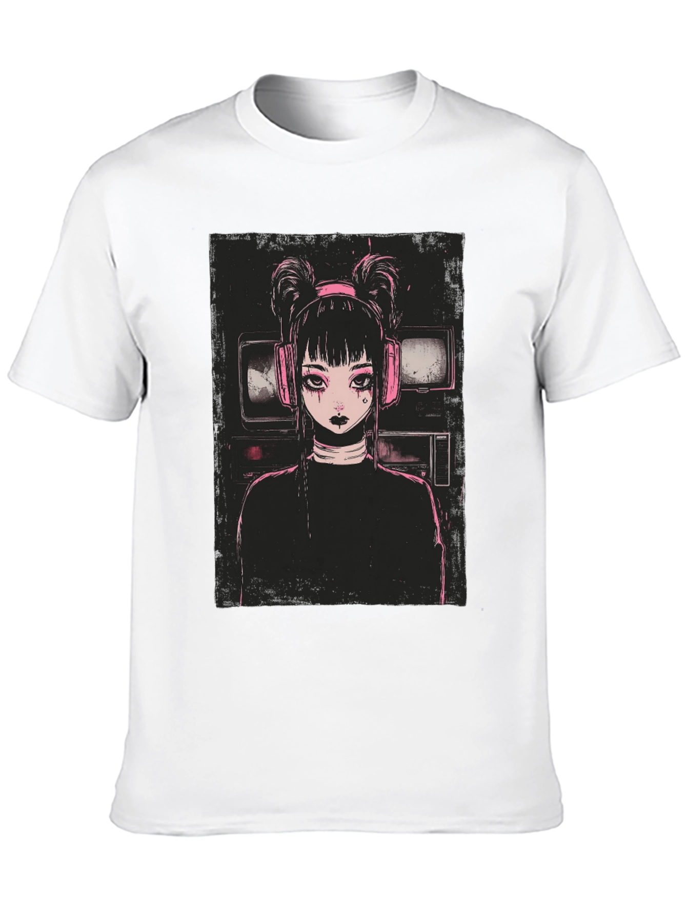 Black Anime Girl Graphic Tee - Black Cotton Blend view 10