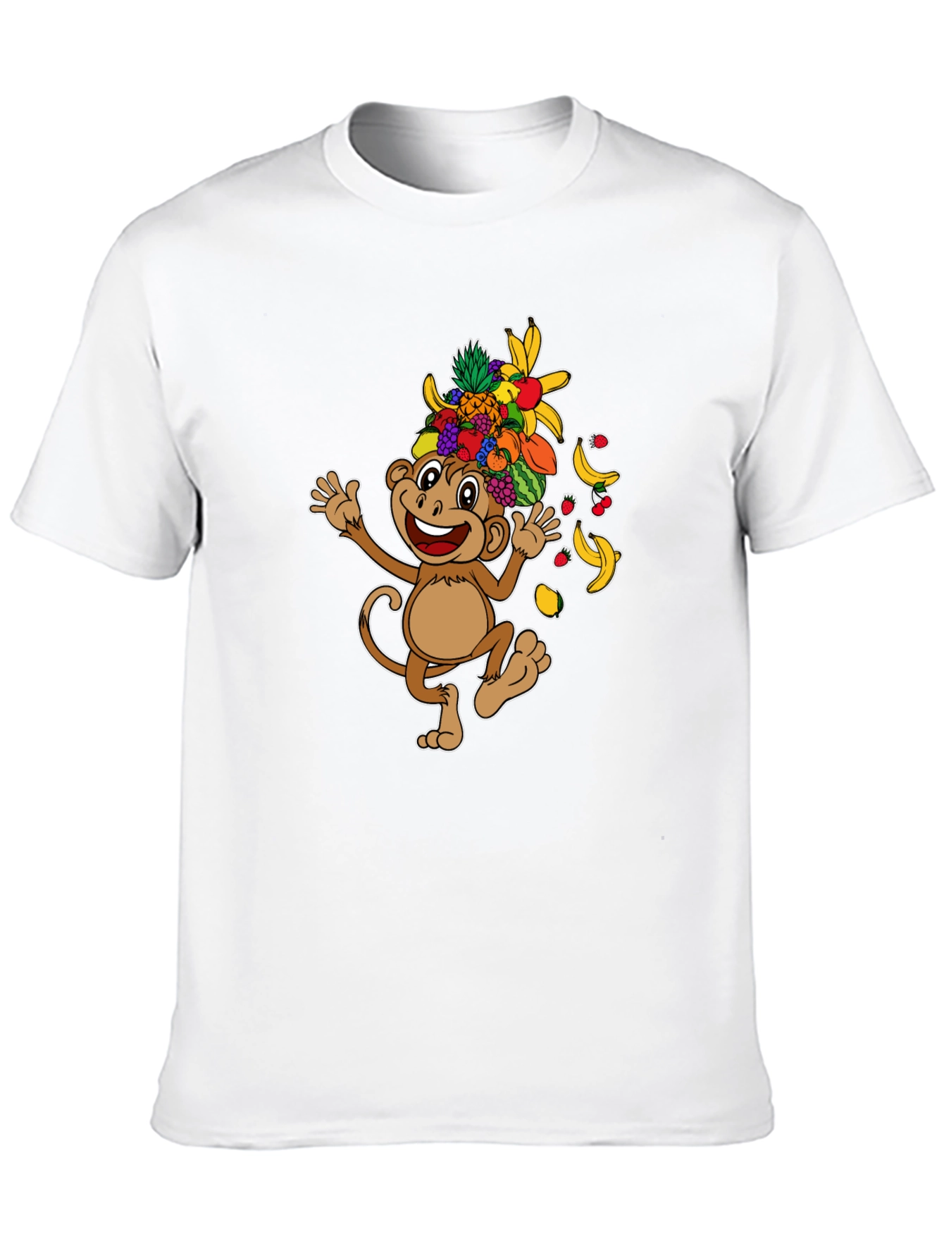Black Fun Monkey Fruit Head T-Shirt - Black Cotton Tee view 10