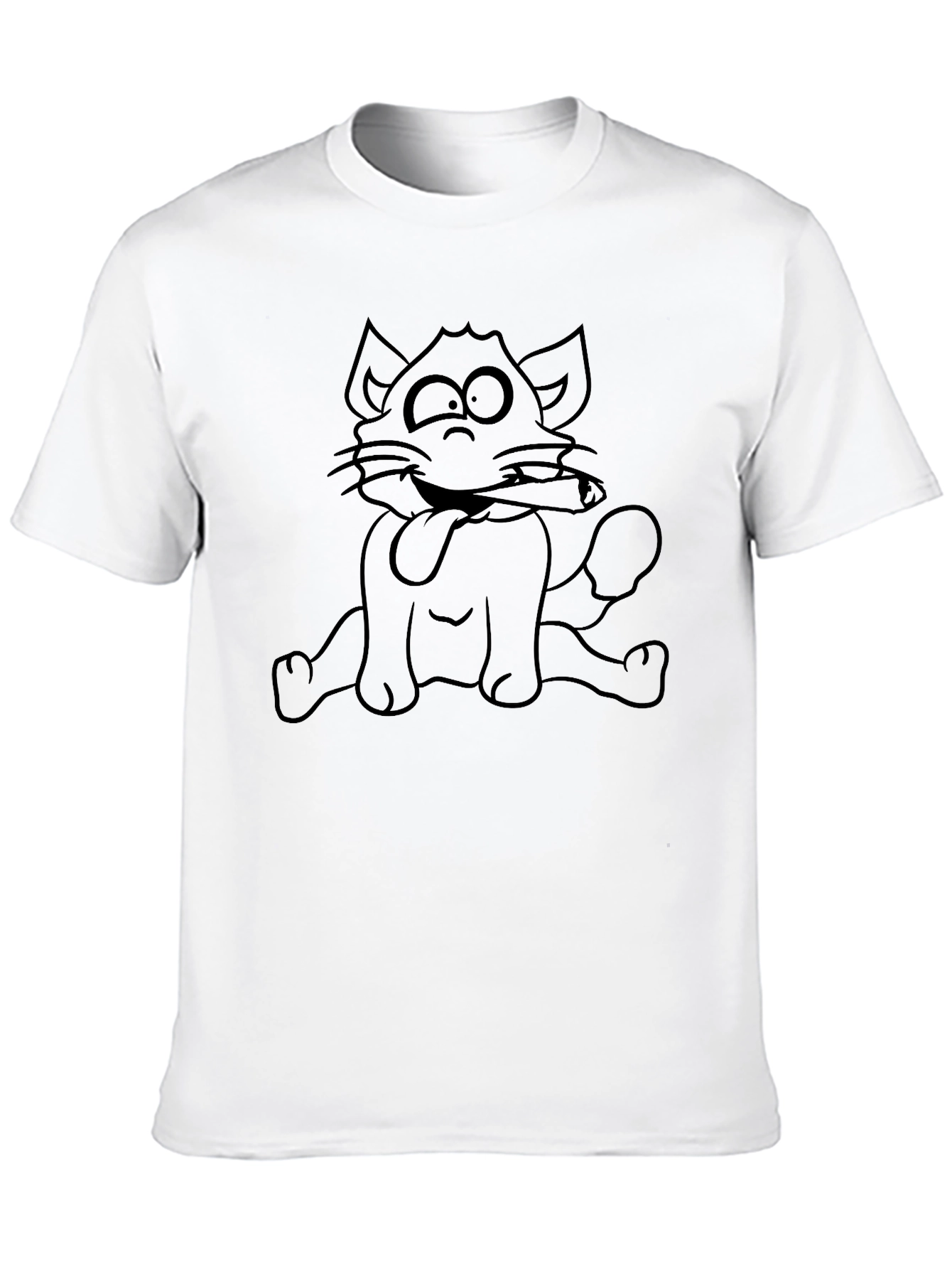 Black Crazy Cat Graphic Tee - Black Cotton T-Shirt view 10
