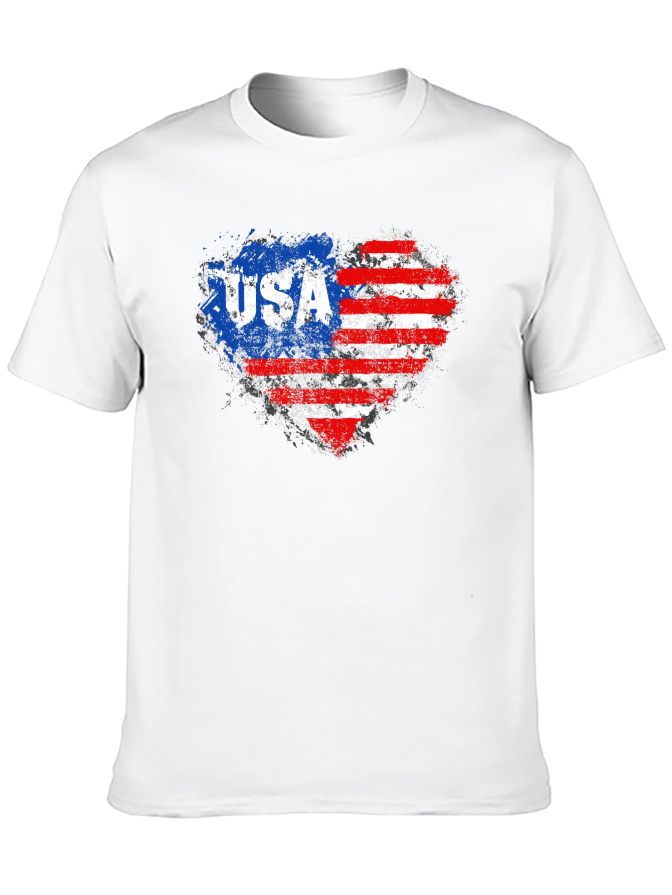 Black USA Flag Heart Graphic Tee - Patriotic American Pride T-Shirt view 10