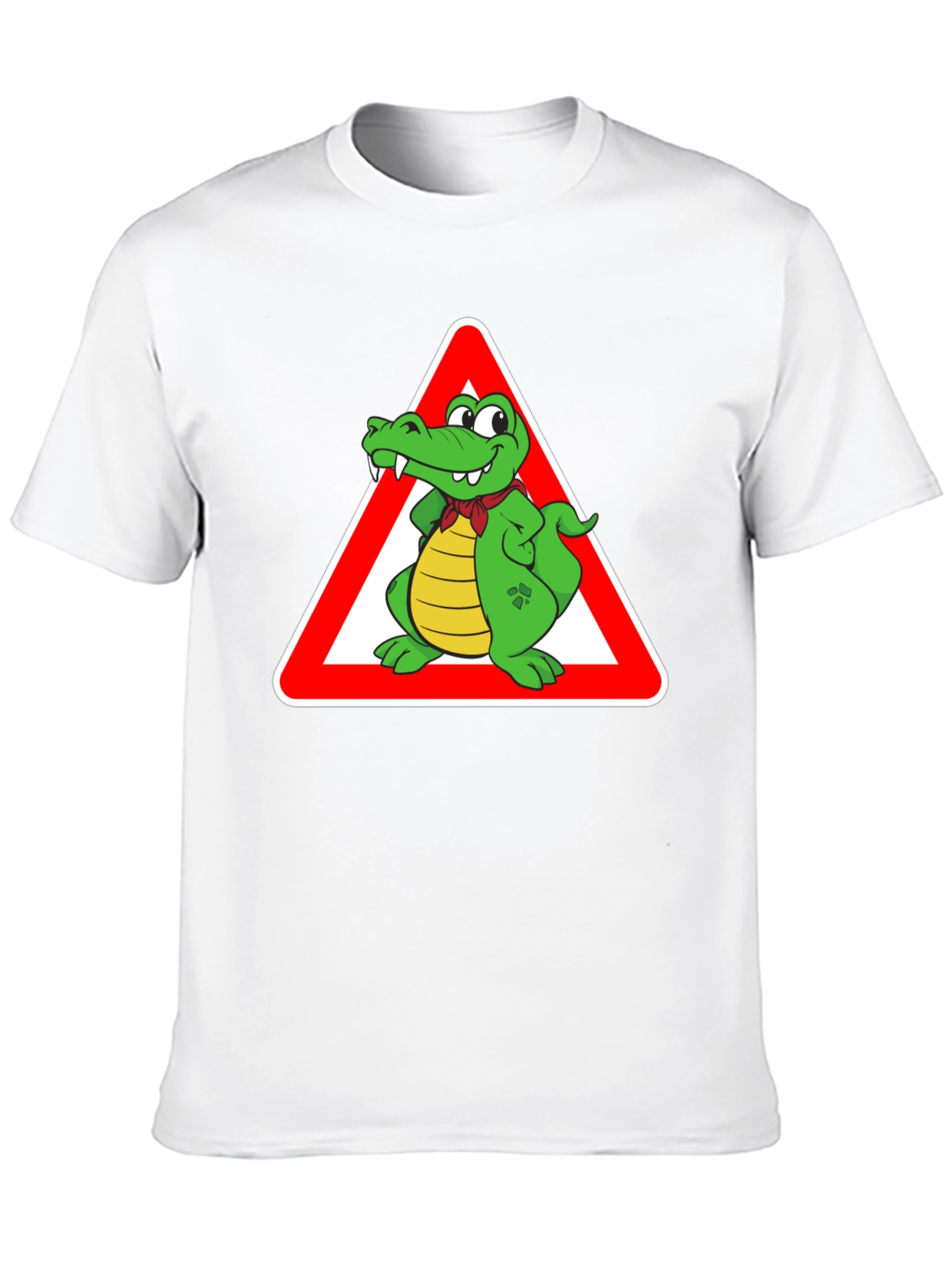 Black Cartoon Alligator Warning T-Shirt view 10
