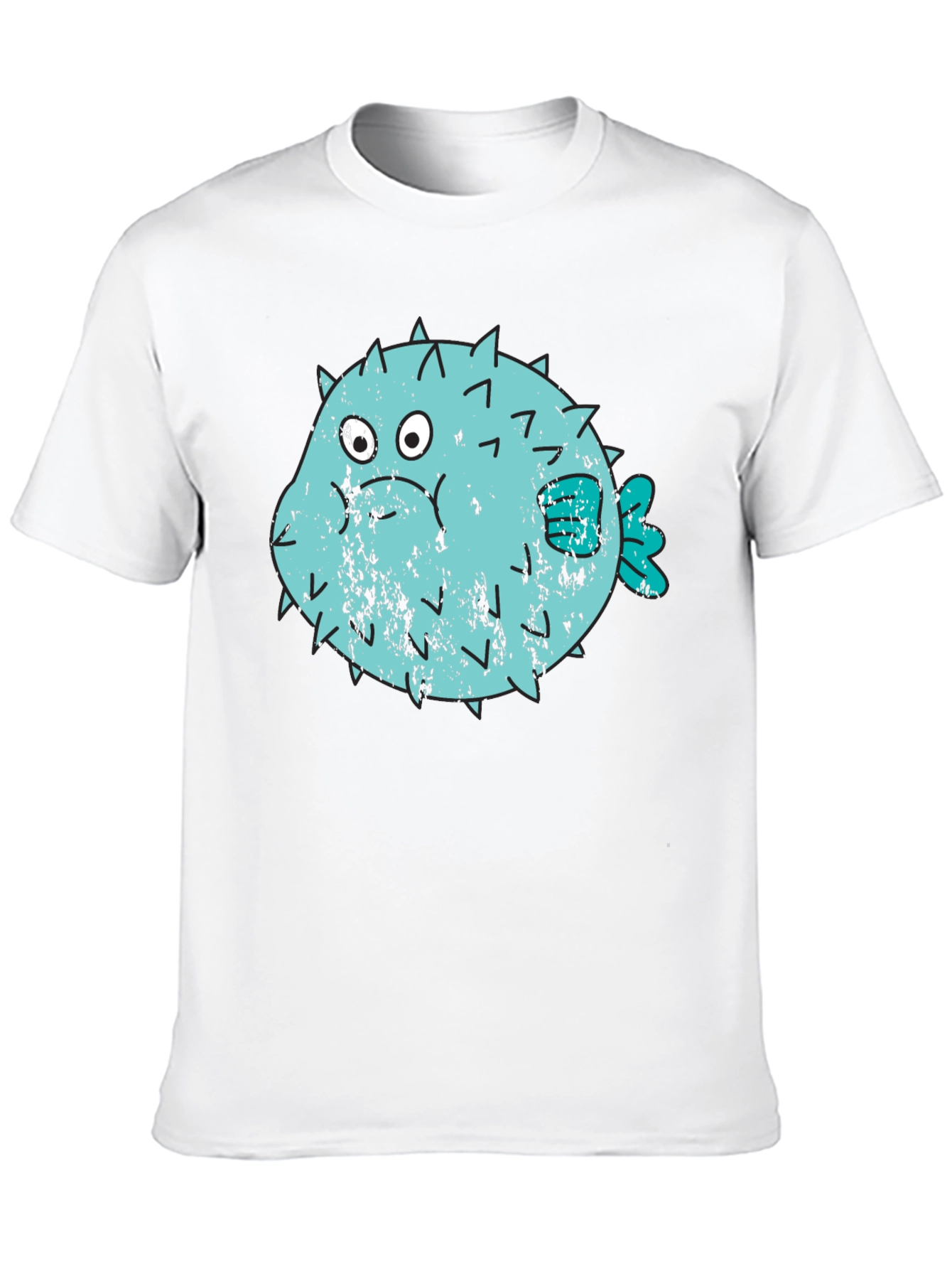 Black Puffer Fish Graphic T-Shirt - Black Crew Neck view 10