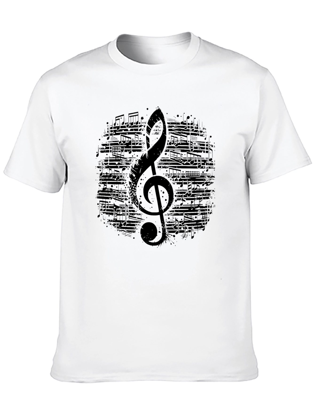 Black Musical Note Clef Graphic Black T-Shirt view 10