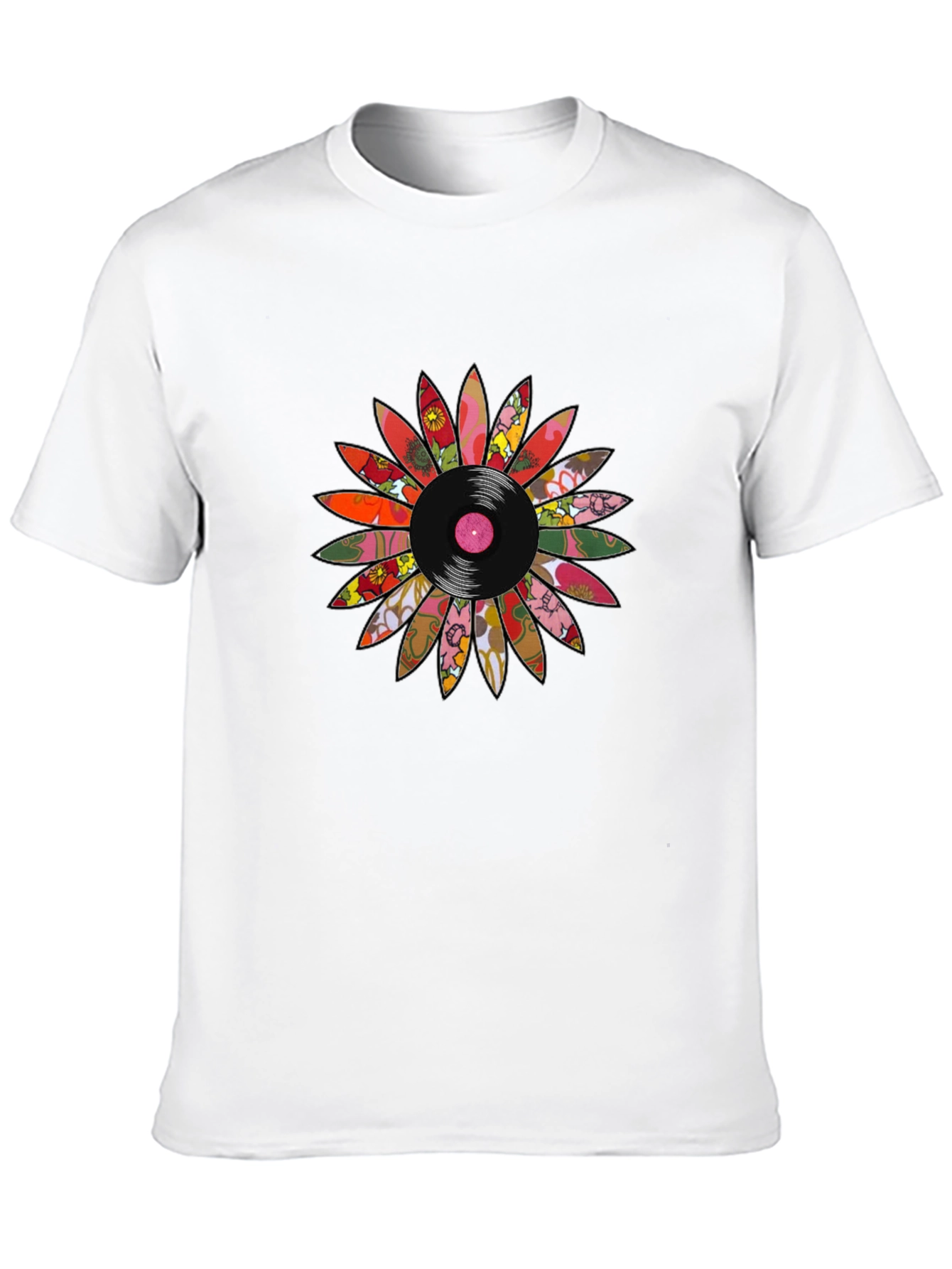 Black Retro Vinyl Flower Graphic Tee view 10