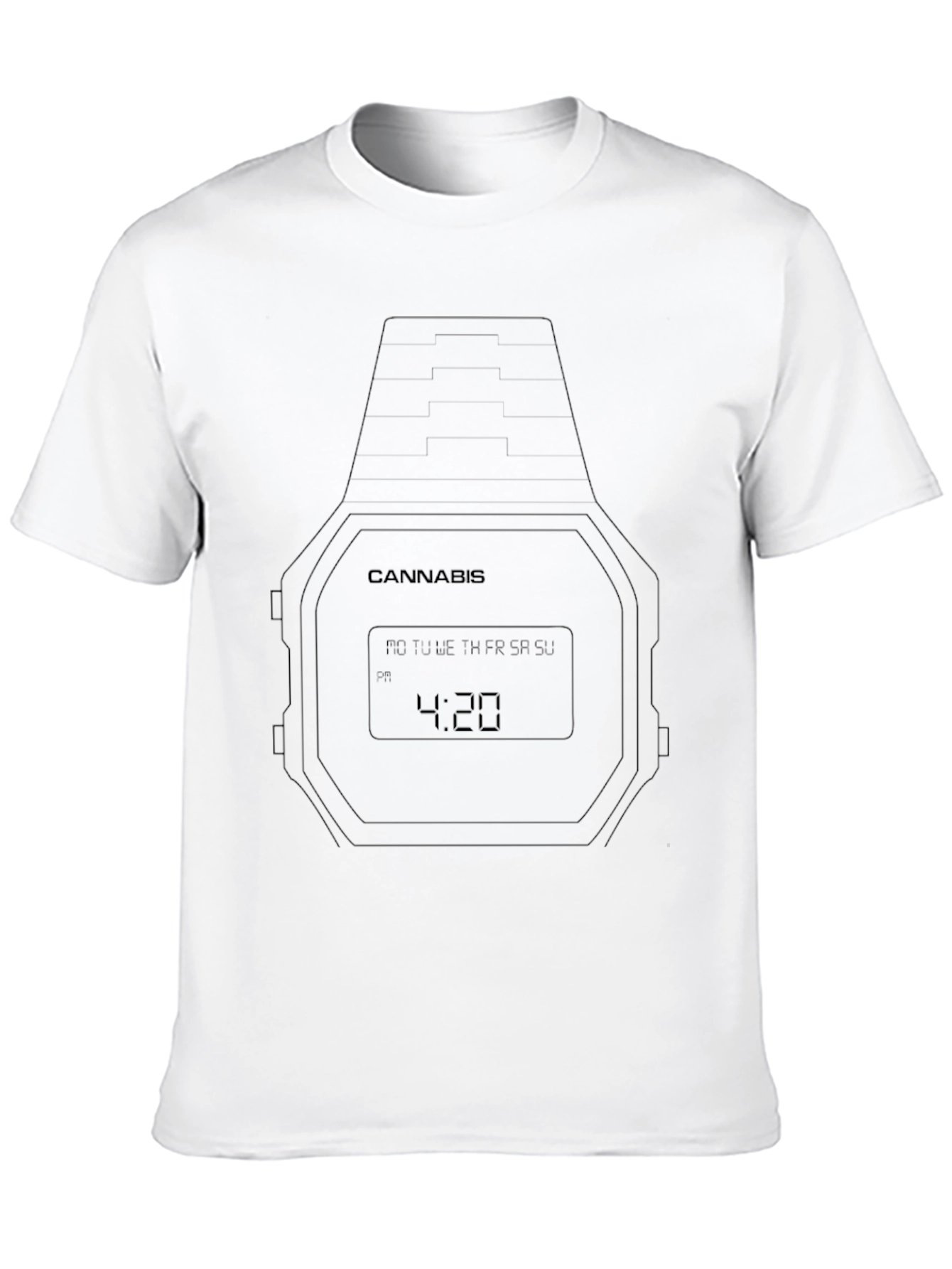 Black Cannabis 4:20 Watch Graphic Black T-Shirt view 10