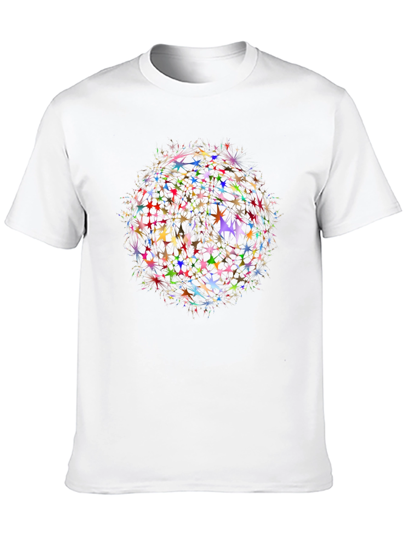 Black Men's Black Tee with Colorful Starburst Design view 10