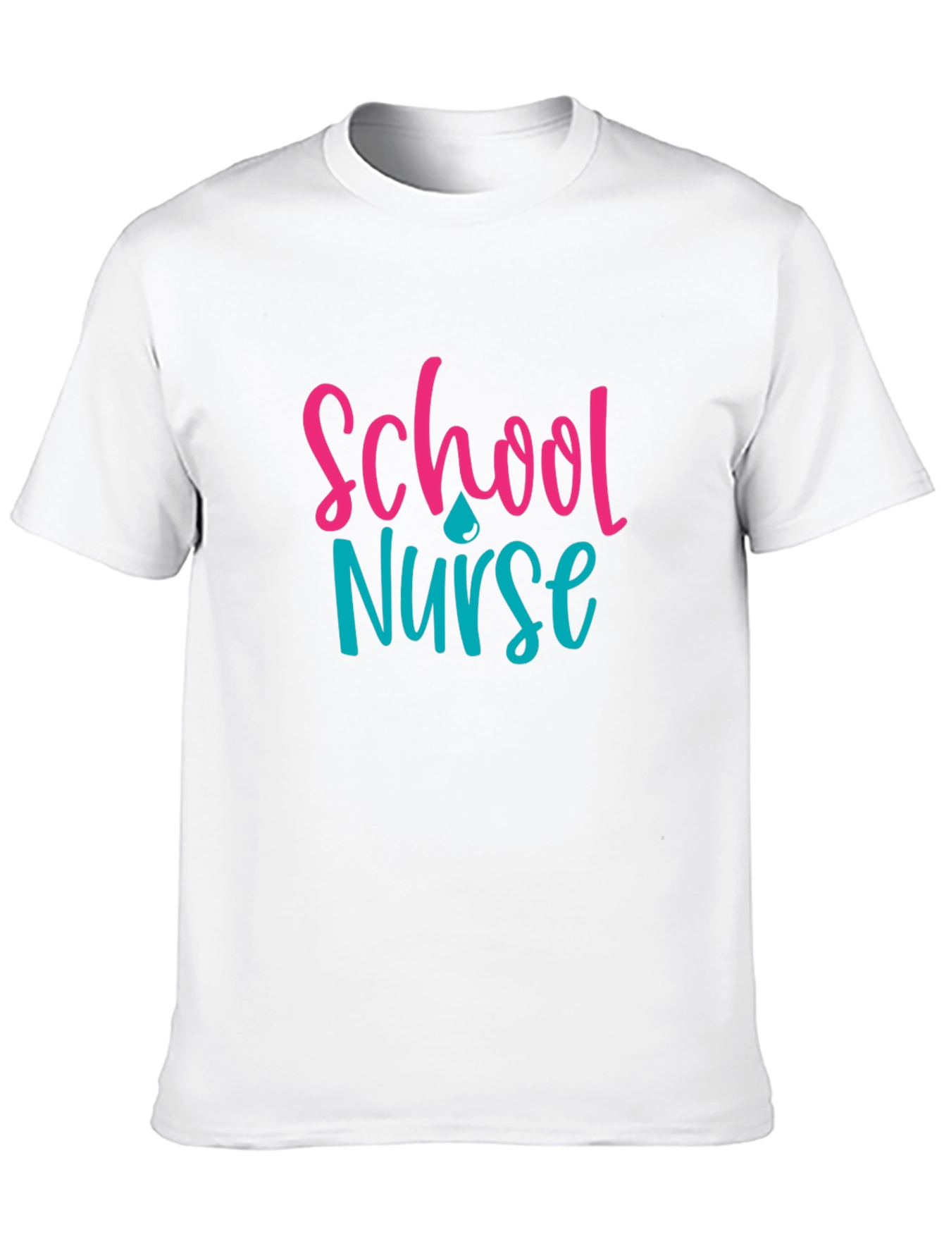 Black School Nurse T-Shirt, Pink & Teal Design view 10