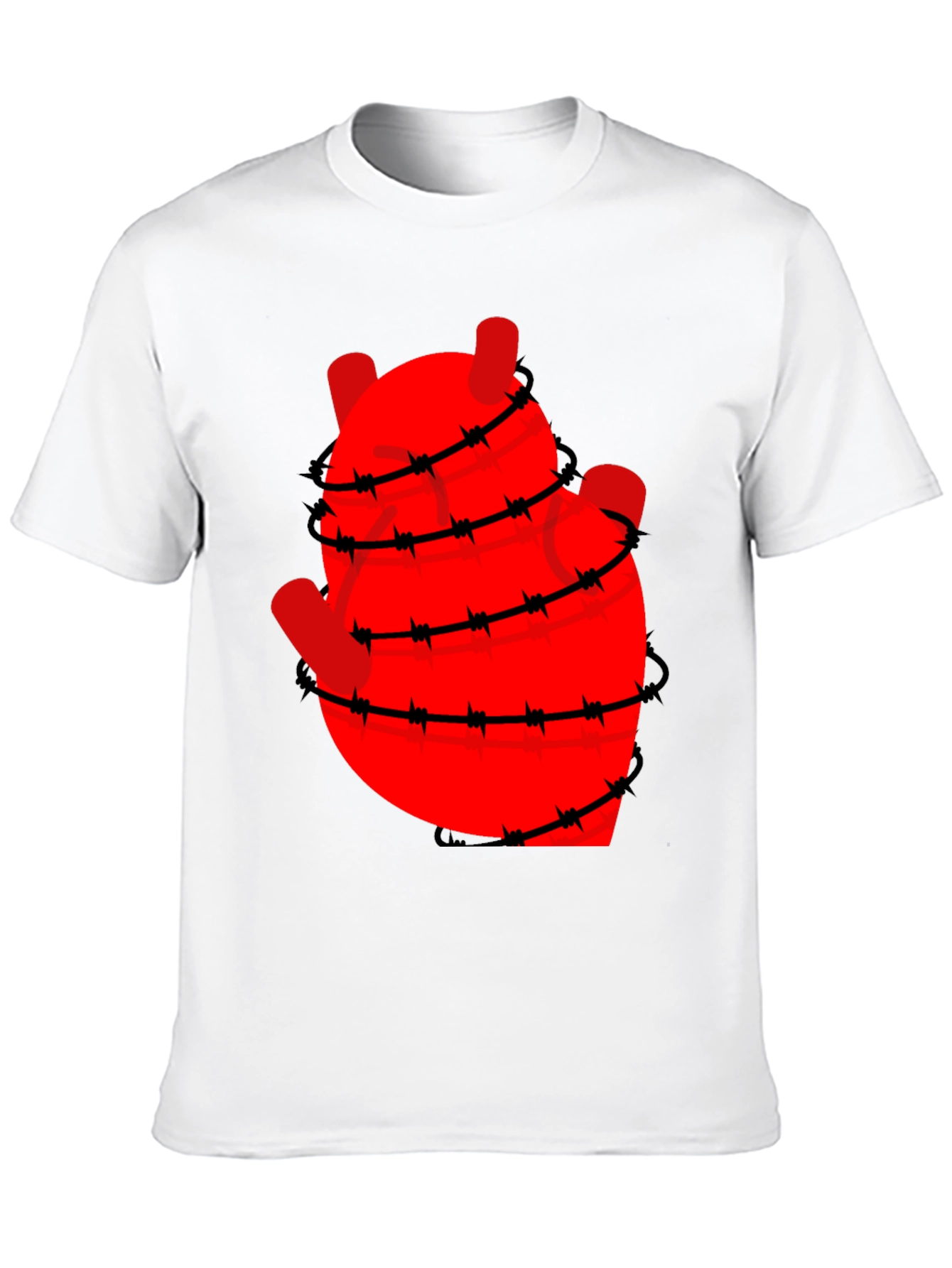 Black Heart Wrapped in Barbed Wire Graphic Tee - Black view 10