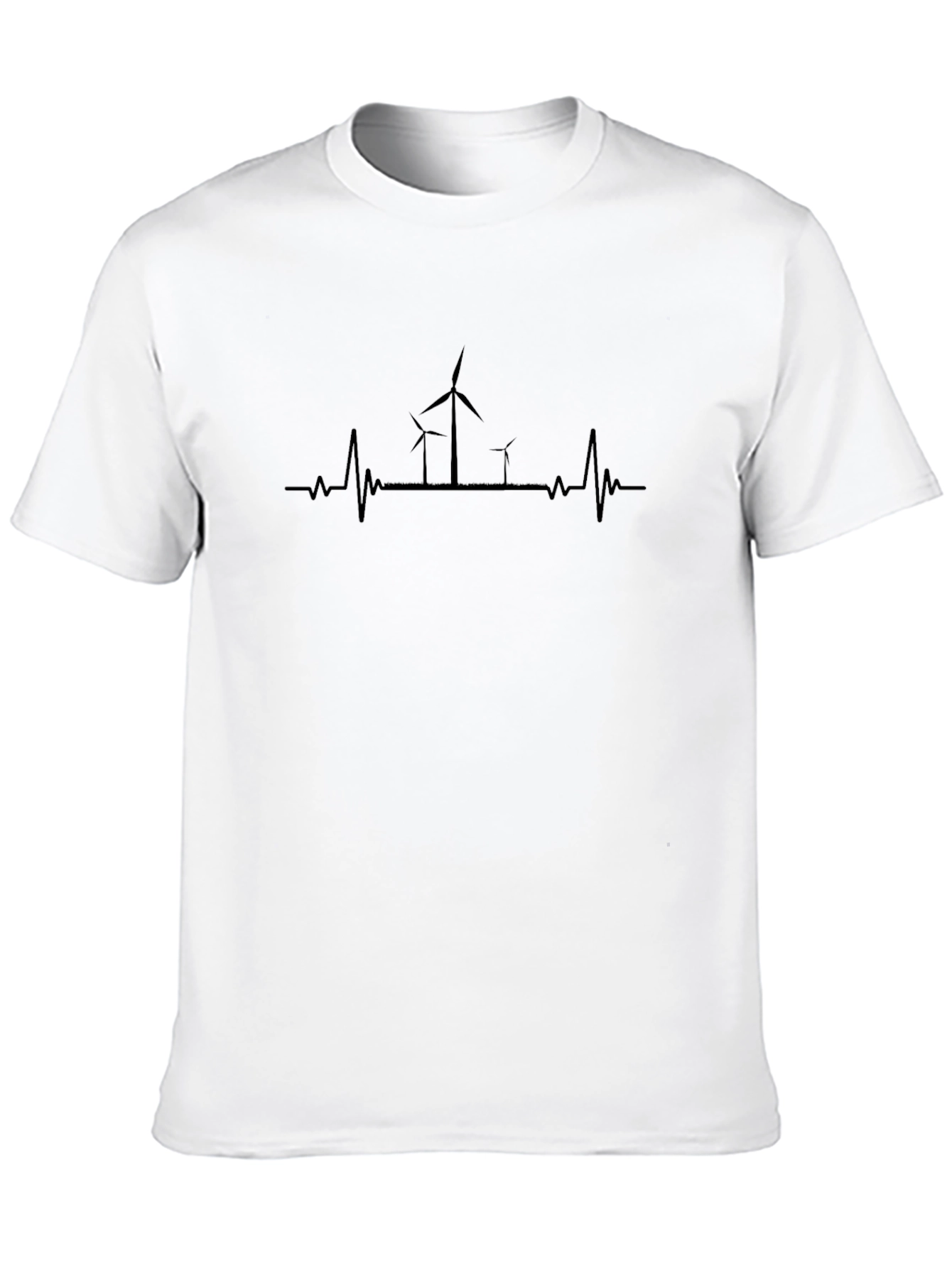 Black Wind Turbine Heartbeat T-Shirt - Eco Friendly Style view 10