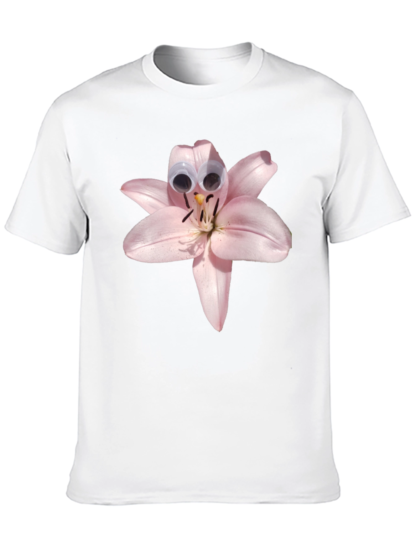Black Floral Humor Tee: Lily with Googly Eyes view 10