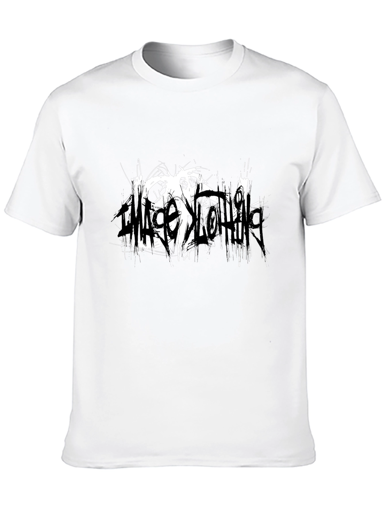 Black Black T-Shirt with Abstract White Graphic view 10