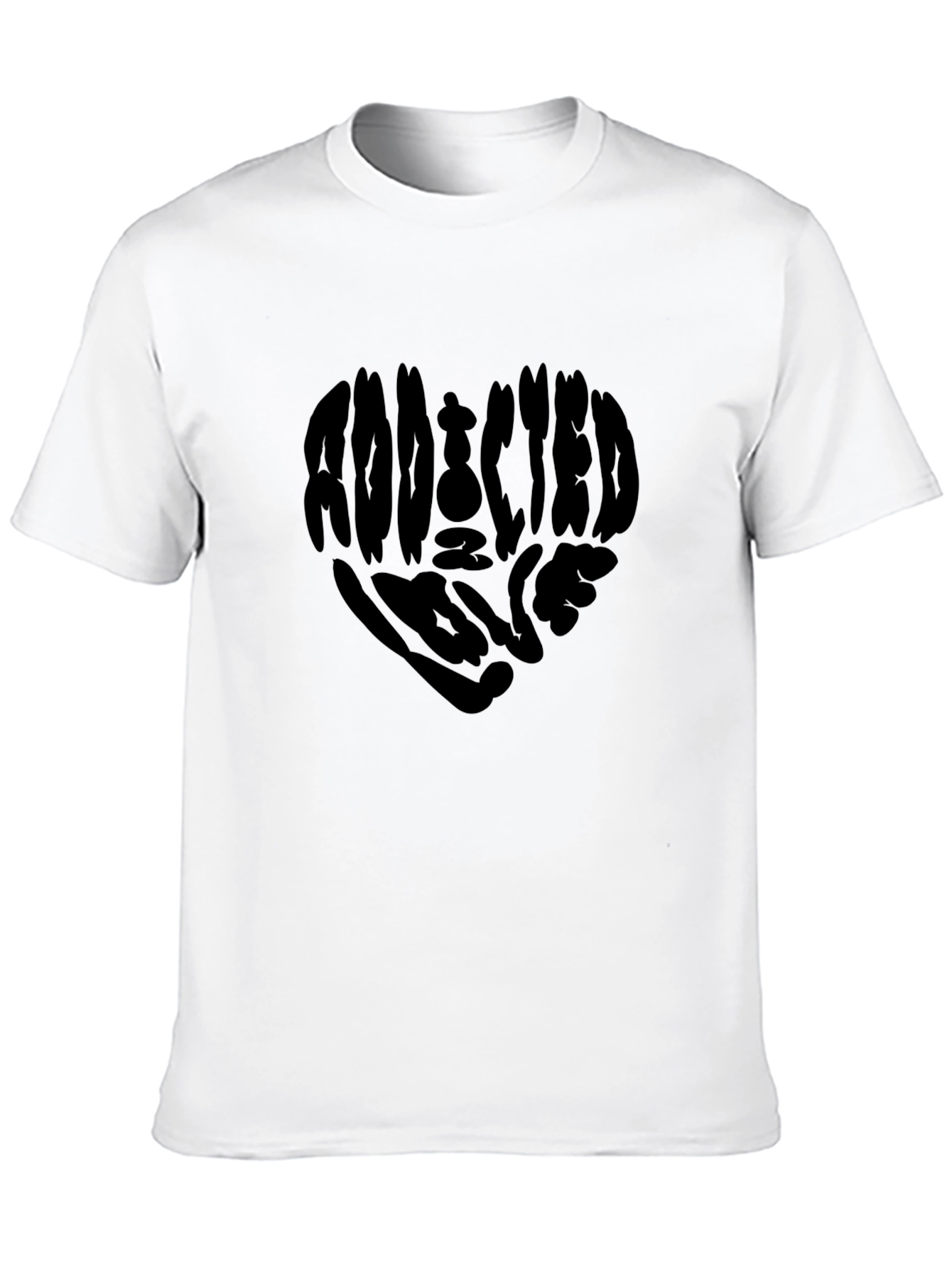 Black Addicted to Love T-Shirt - Heart Graphic Tee view 10