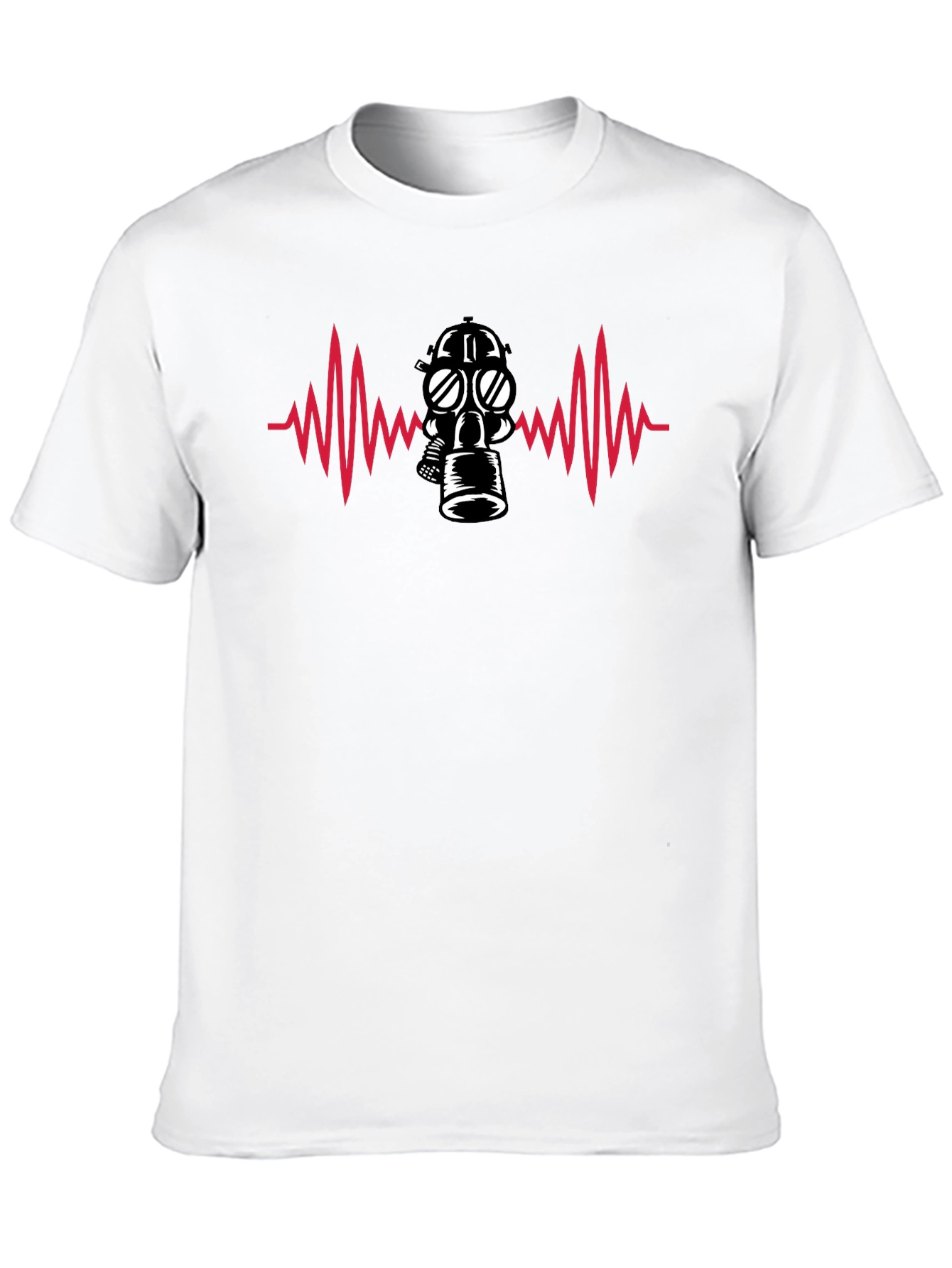 Black Gas Mask Heartbeat T-Shirt - Black view 10