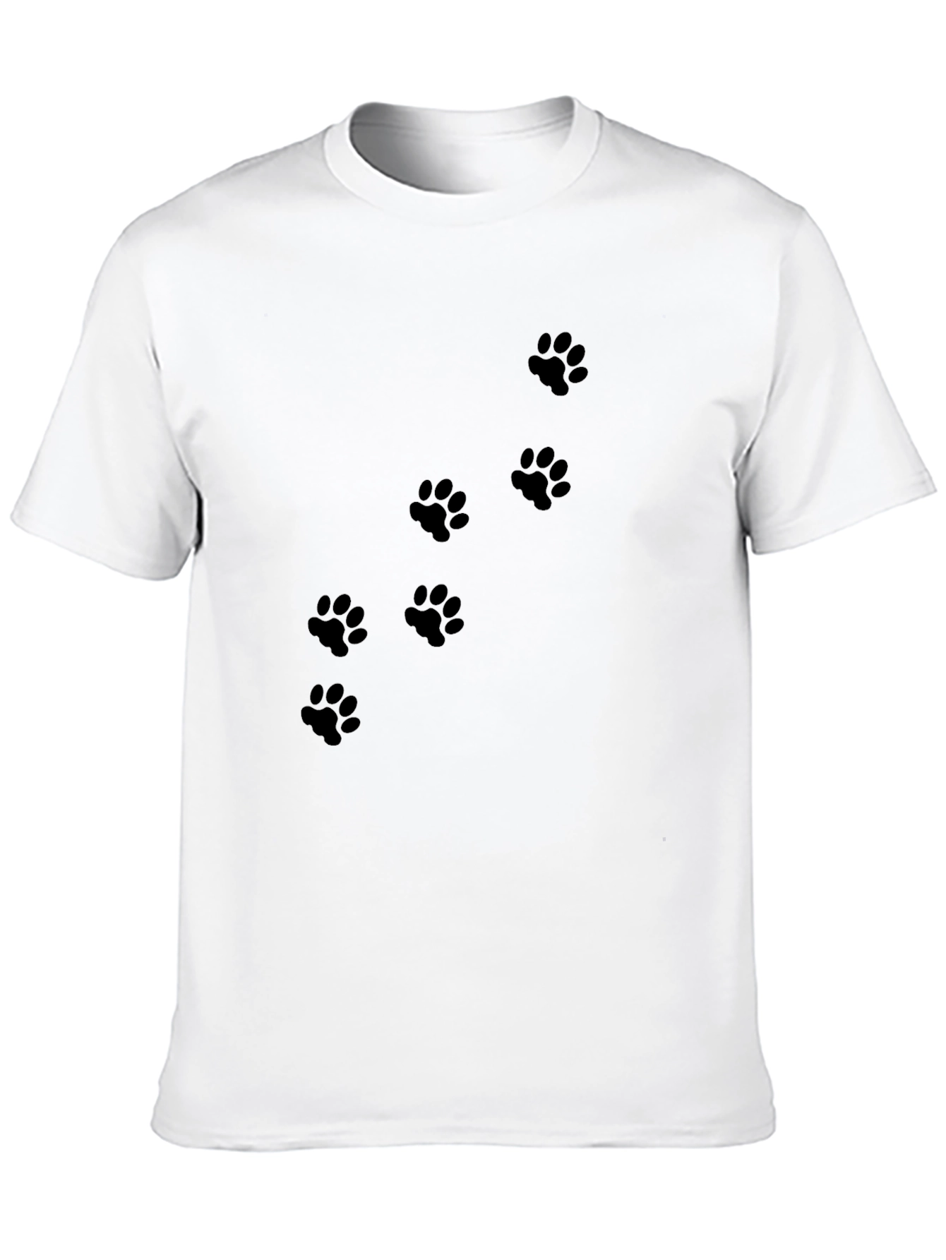 Black Men's Black T-Shirt with Paw Prints view 10
