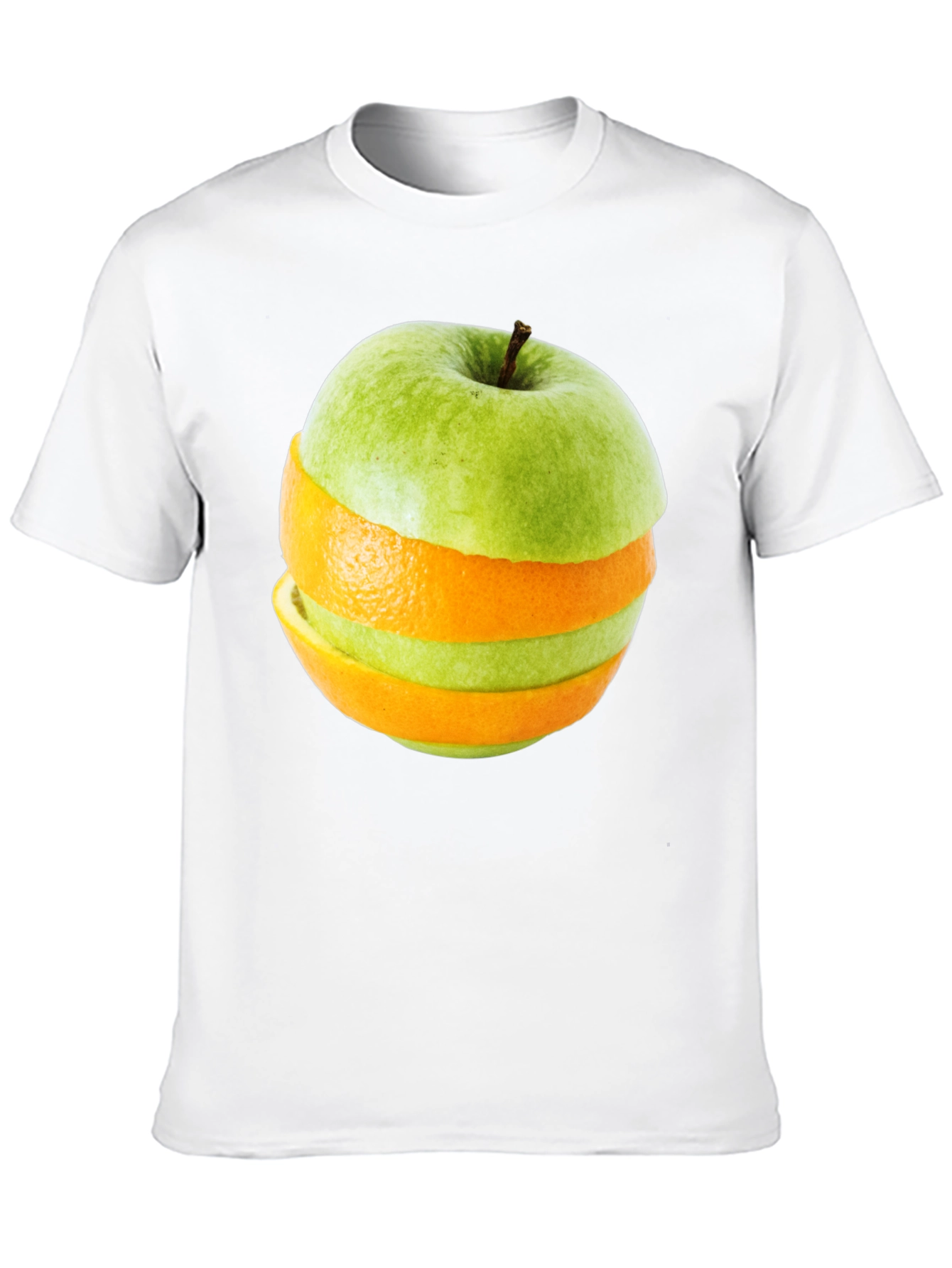 Black Fruity Fusion Tee - Apple Orange Slice Graphic T-Shirt view 10